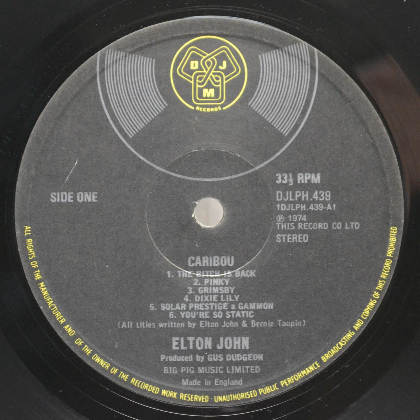 Elton John — Caribou (1-st, UK), 1974