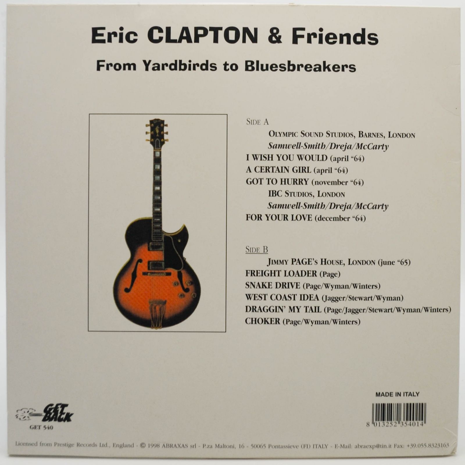 Eric Clapton & Friends — From Yardbirds To Bluesbreakers (10"), 1998