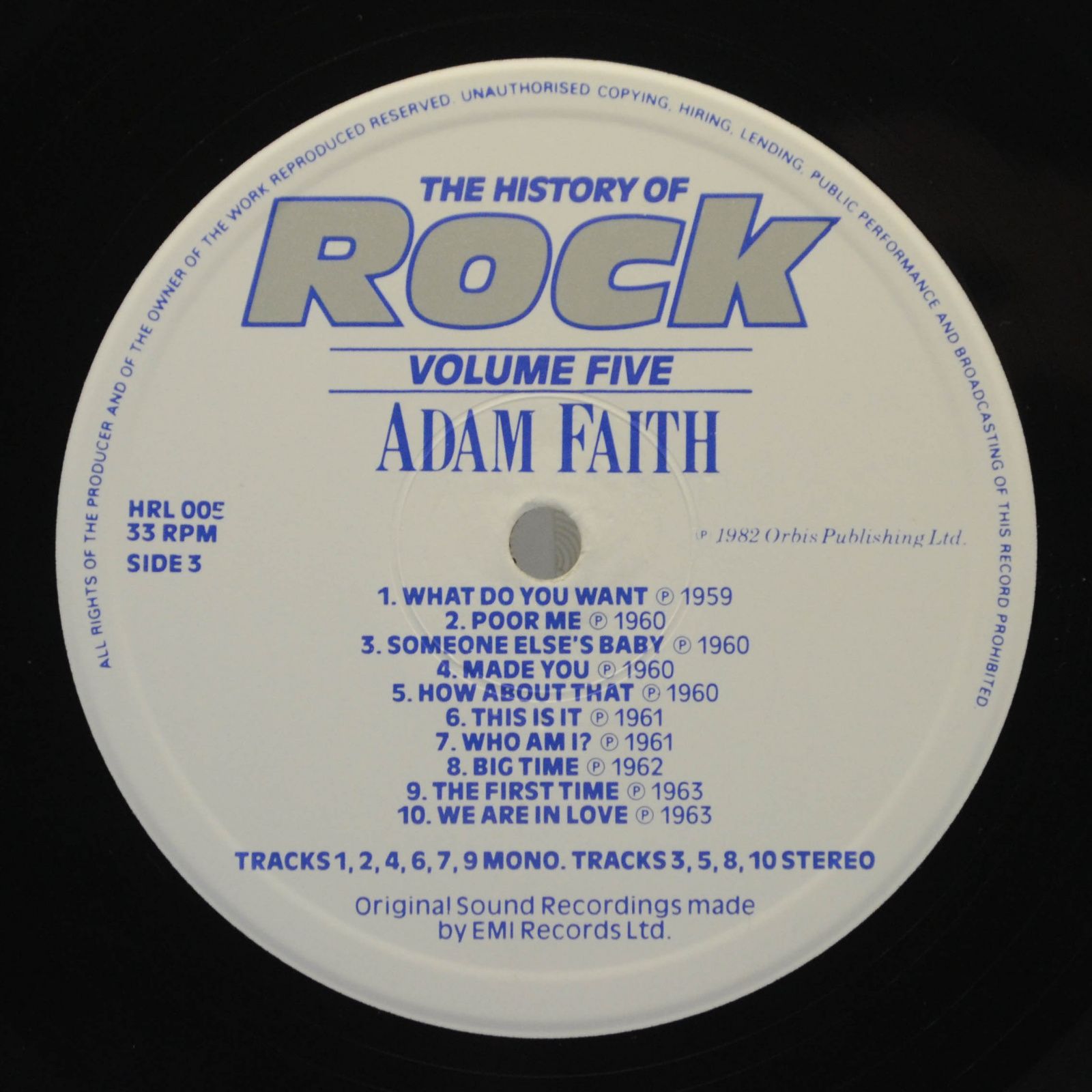 Cliff Richard / The Shadows / Adam Faith / Billy Fury — The History Of Rock (Volume Five) (2LP, UK), 1982