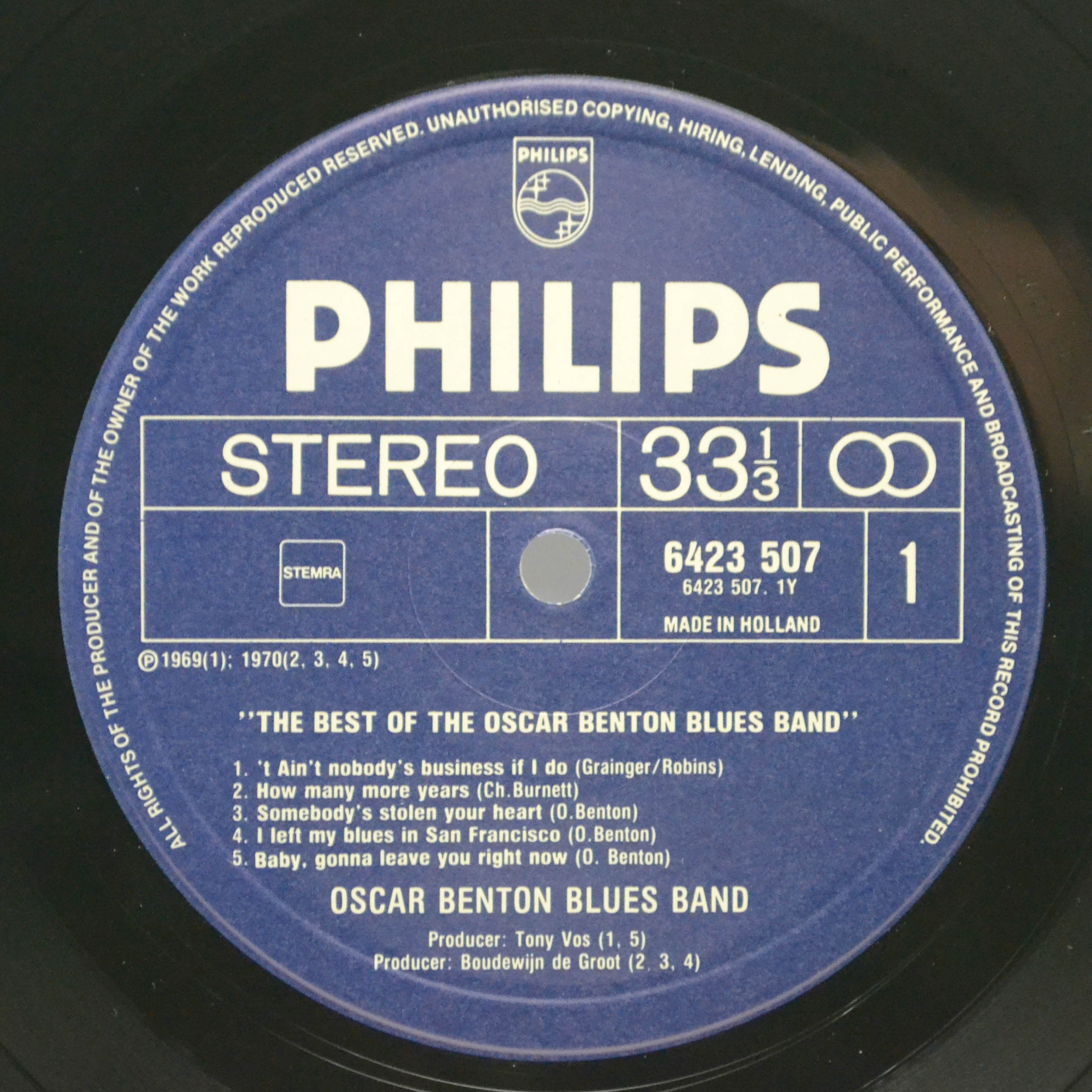 Oscar Benton Blues Band — The Best Of (Holland), 1972