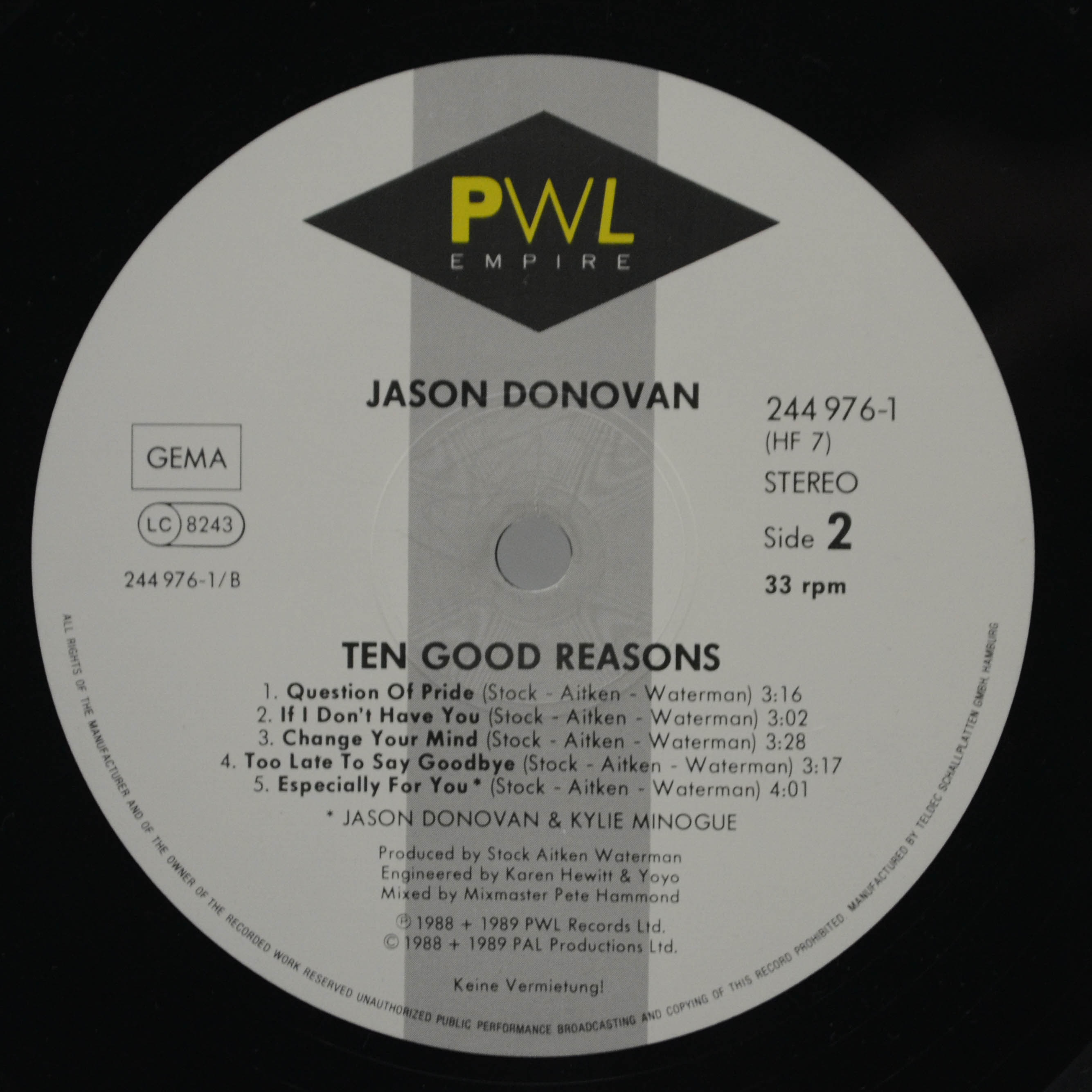 Jason Donovan — Ten Good Reasons, 1989