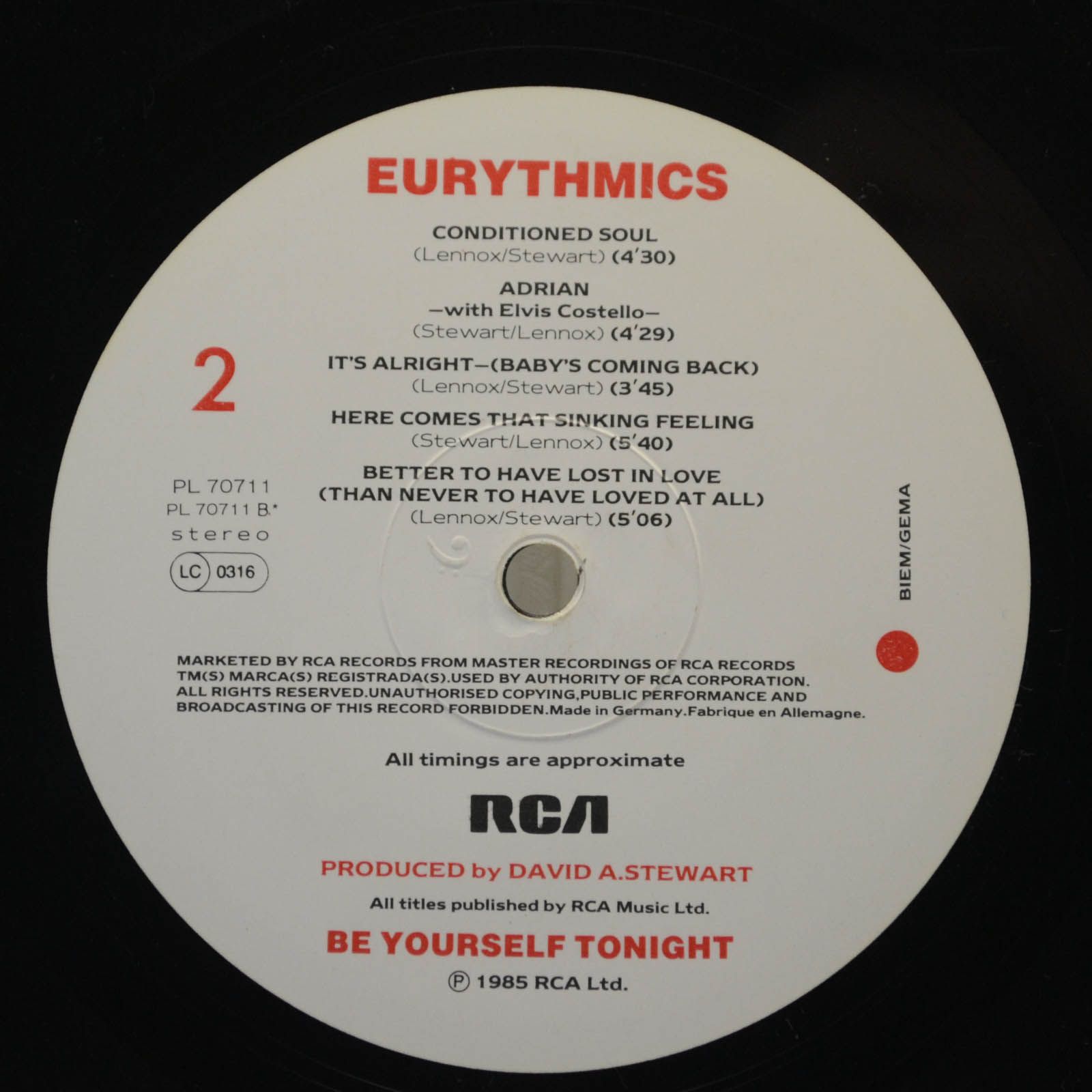 Eurythmics — Be Yourself Tonight, 1985