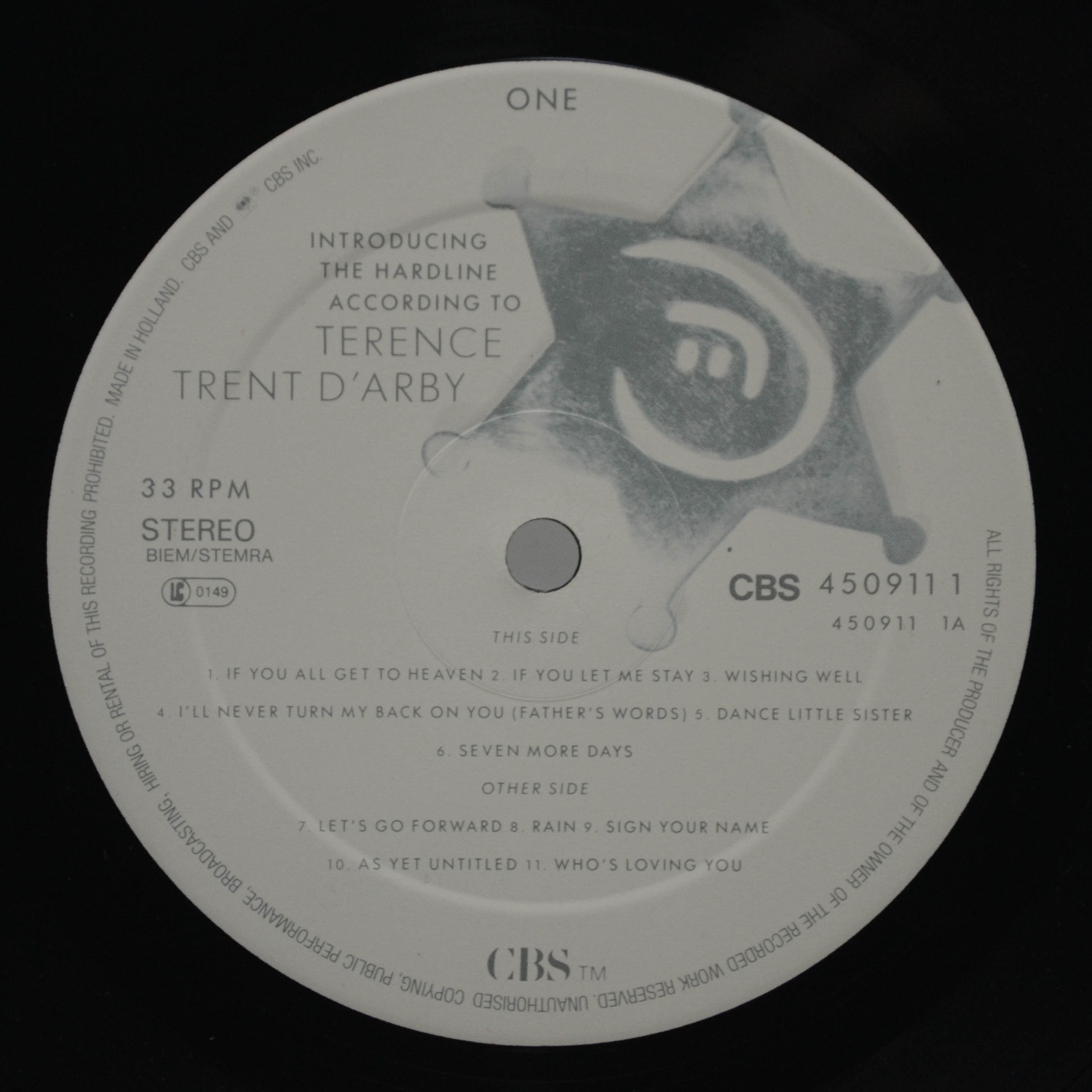 Виниловая пластинка Terence Trent D'Arby — Introducing The Hardline According To Terence Trent D'Arby, 1987