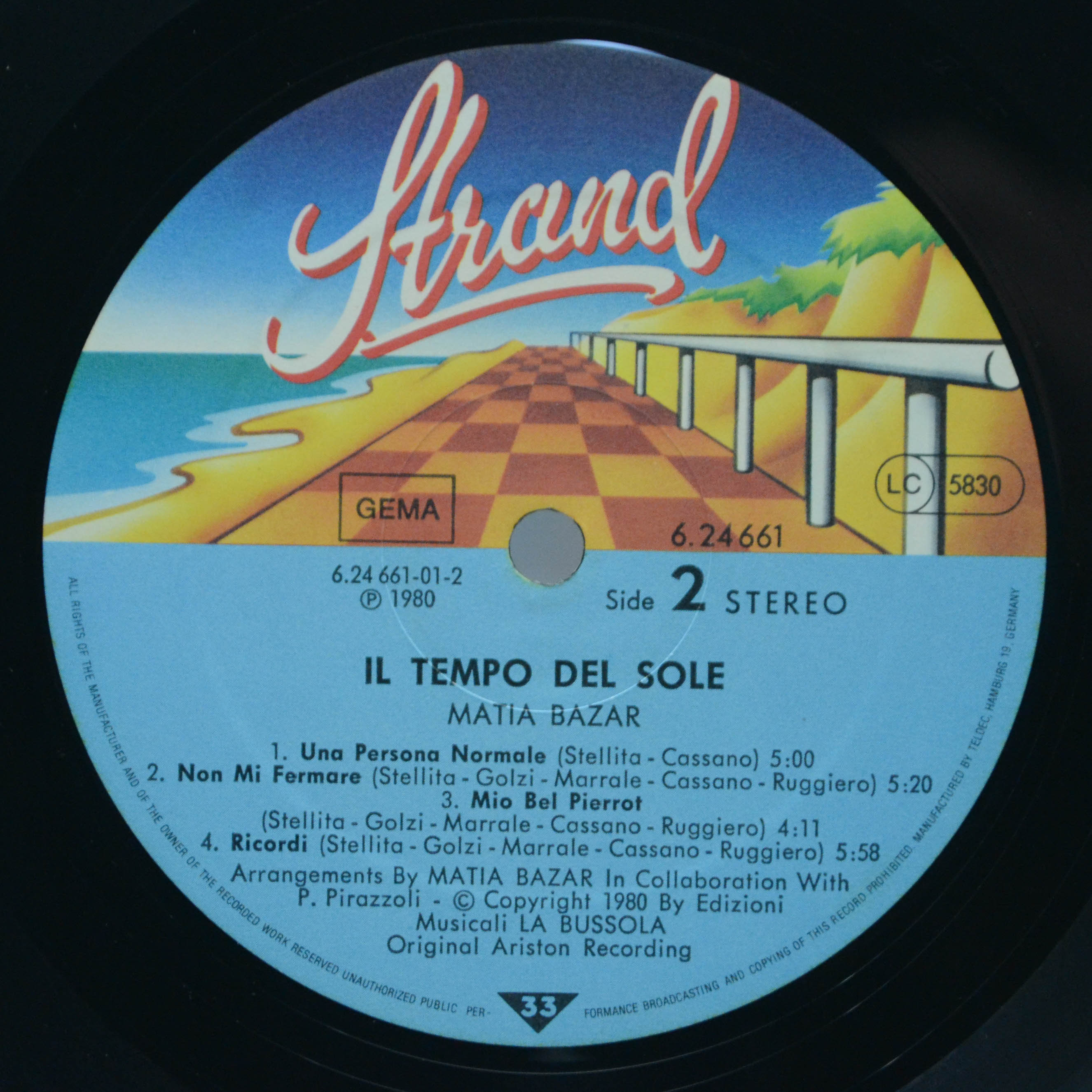 Matia Bazar — Il Tempo Del Sole, 1980