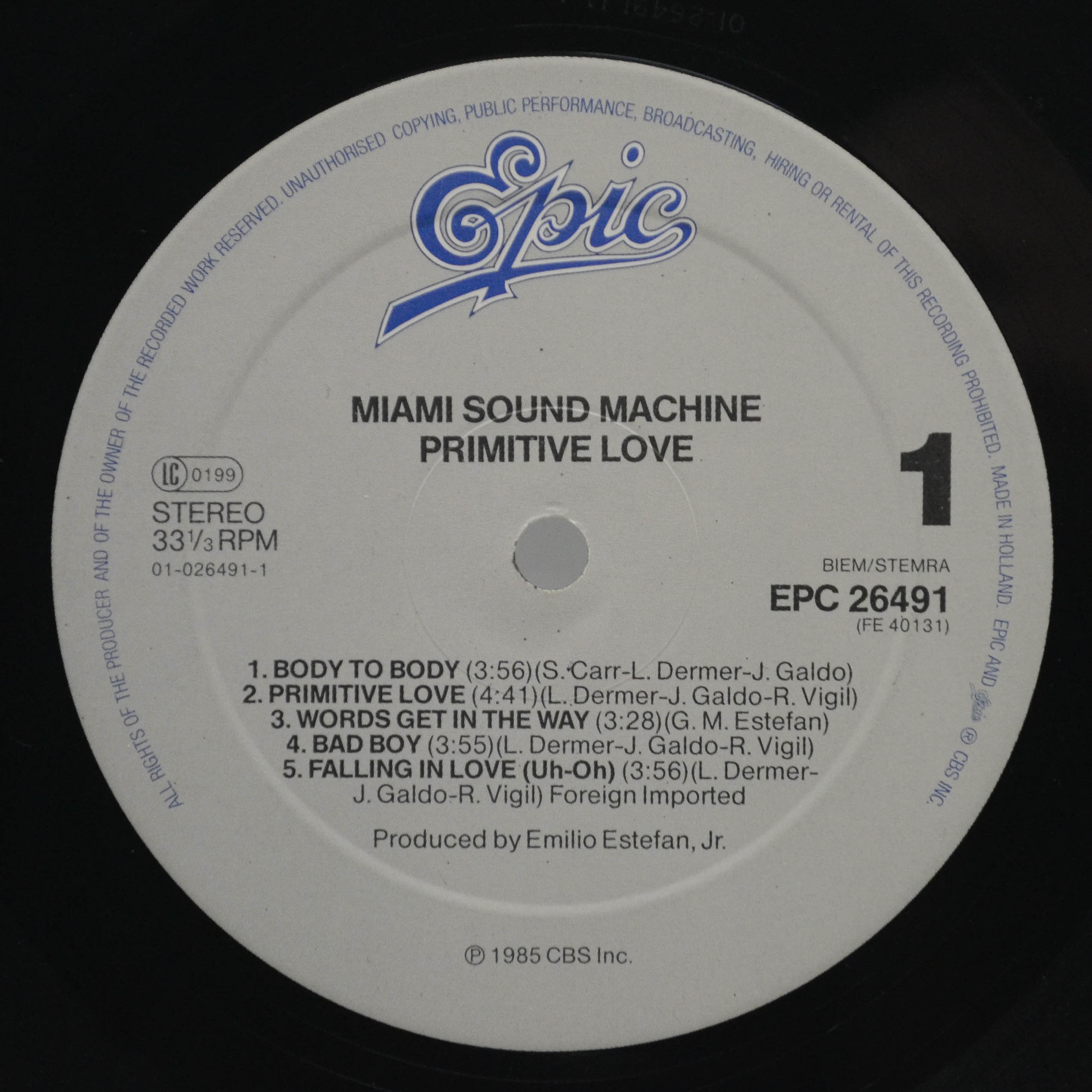 Виниловая пластинка Miami Sound Machine — Primitive Love, 1985