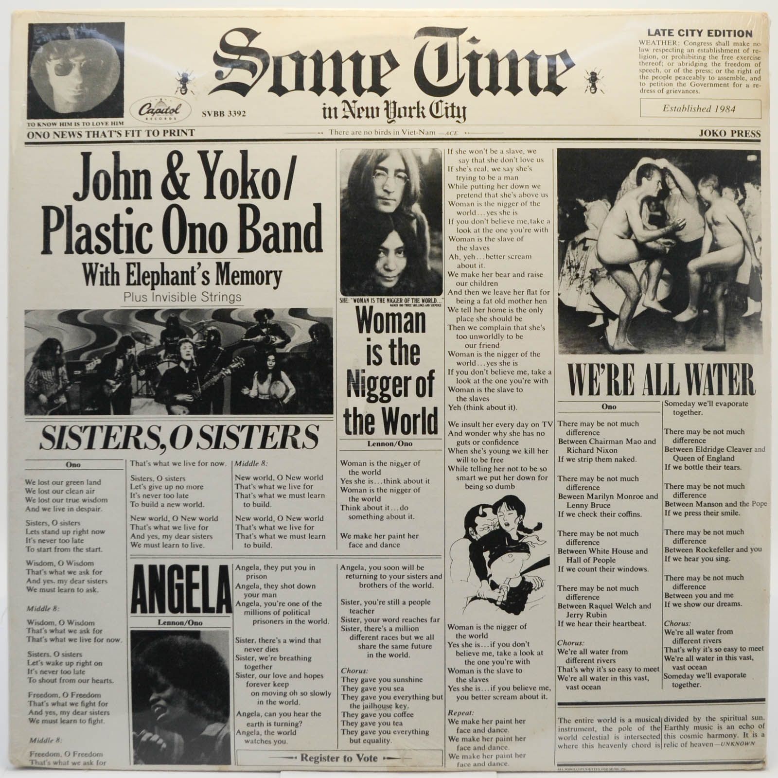 John & Yoko / Plastic Ono Band With Elephant's Memory And Invisible Strings — Some Time In New York City (2LP, USA), 1972