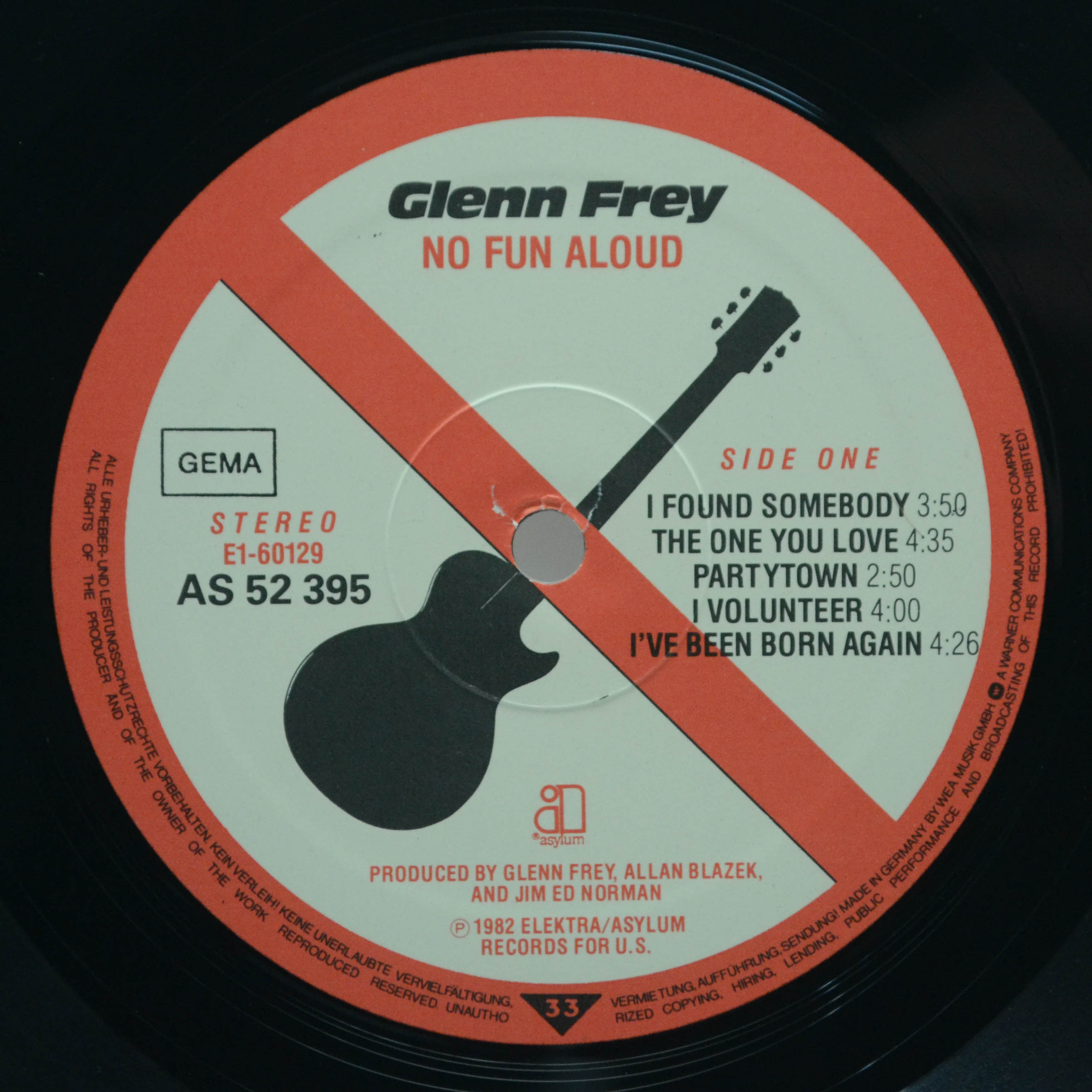 Виниловая пластинка Glenn Frey — No Fun Aloud, 1982