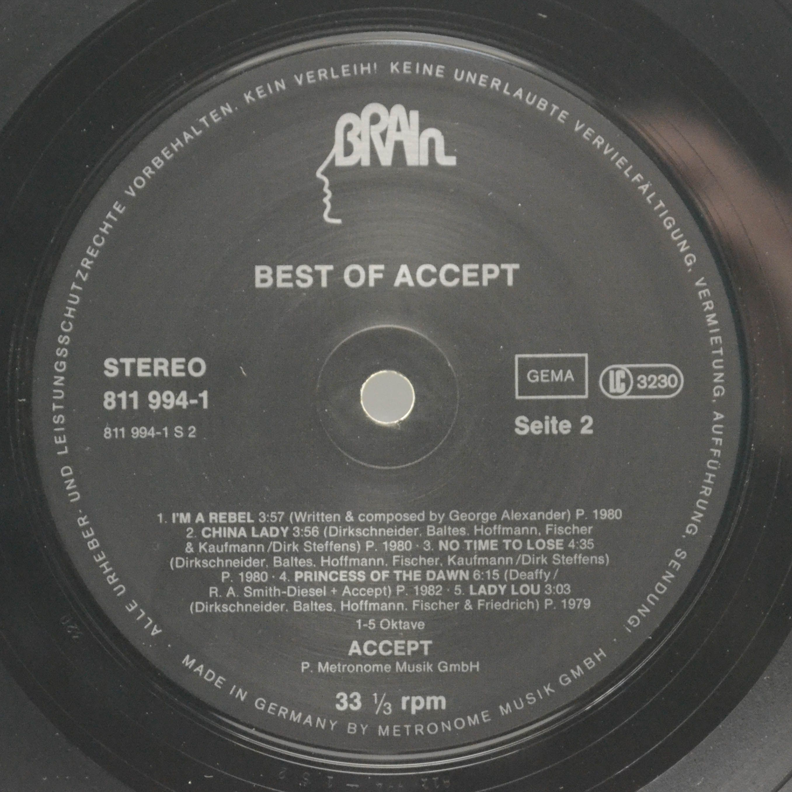 Виниловая пластинка Accept — Best Of Accept (1-st, Germany), 1983