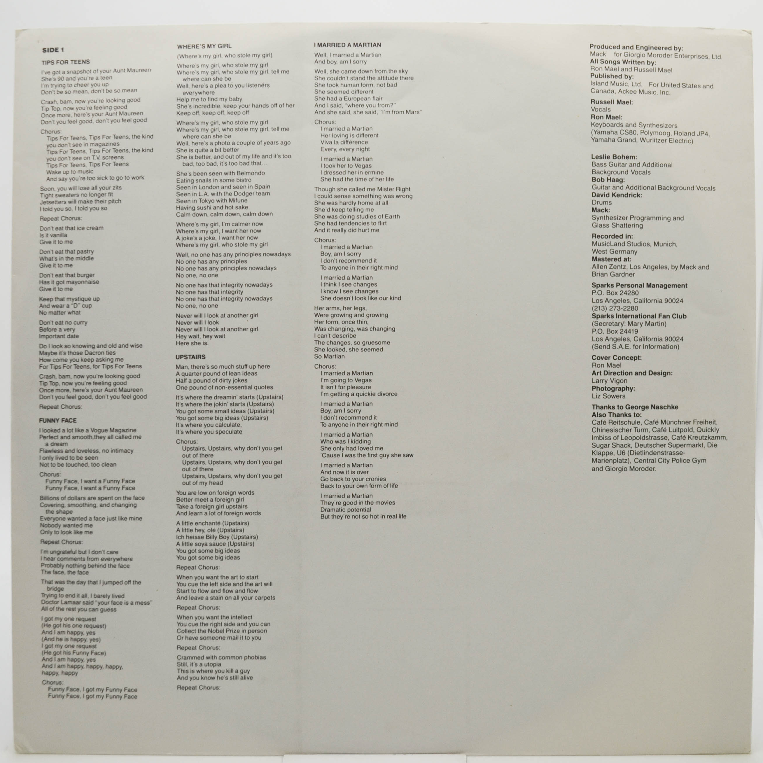 Sparks — Whomp That Sucker, 1981