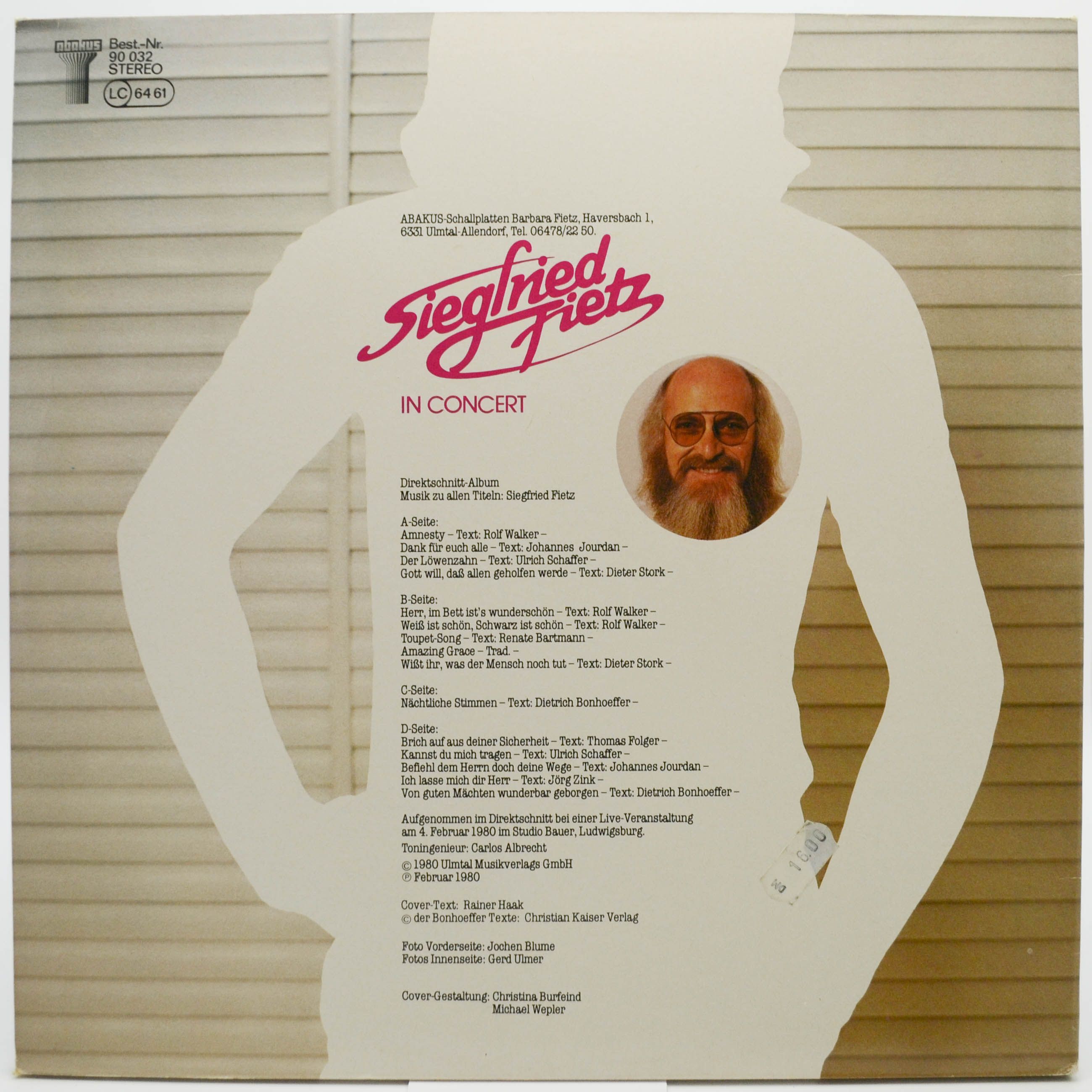Виниловая пластинка Siegfried Fietz — In Concert (2LP), 1980