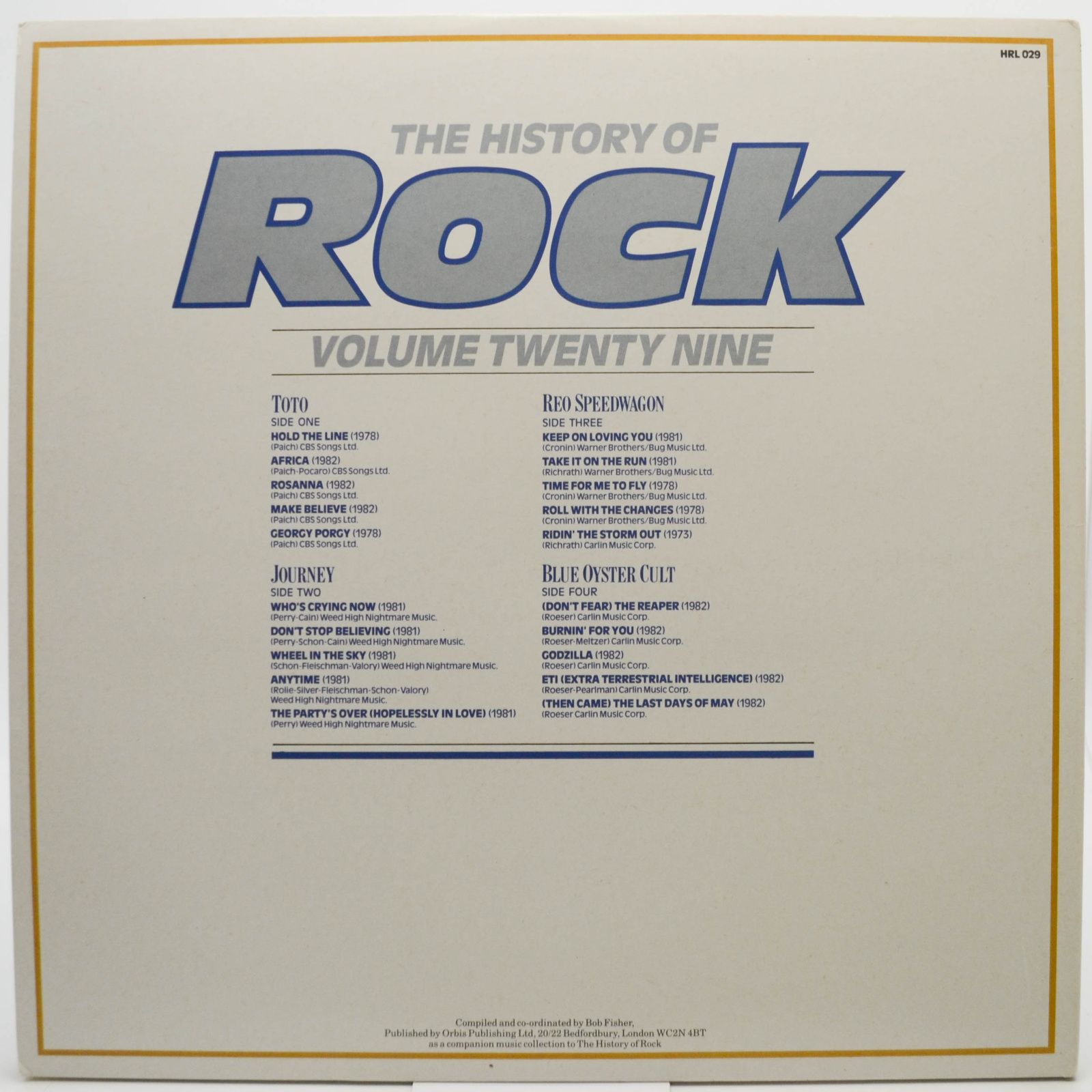 Toto / Journey / REO Speedwagon / Blue Oyster Cult — The History Of Rock (Volume Twenty Nine) (2LP, UK), 1985