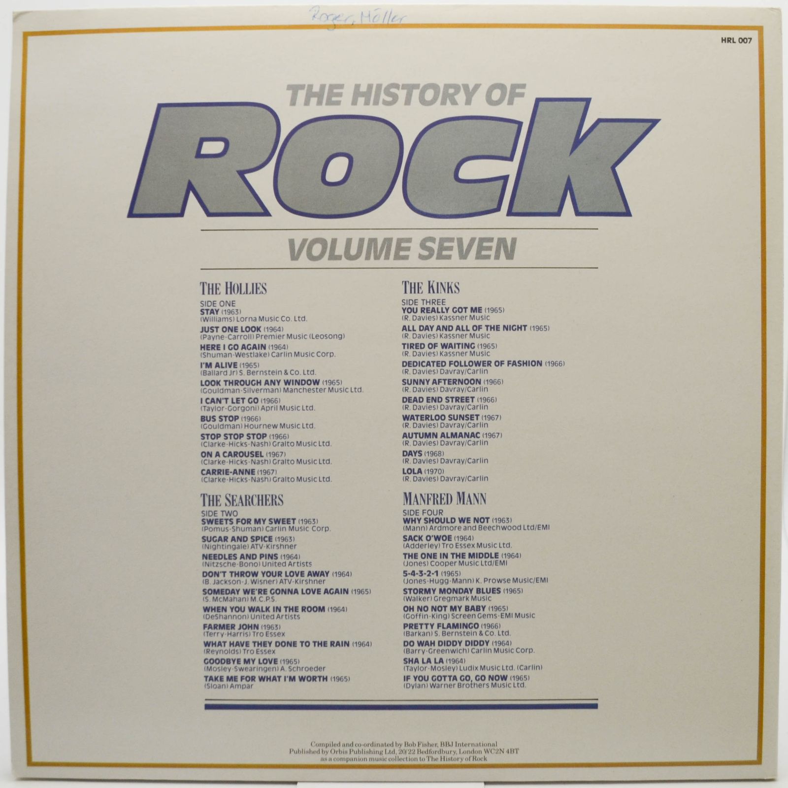 Hollies / Searchers / Kinks / Manfred Mann — The History Of Rock (Volume Seven) (2LP, UK), 1982