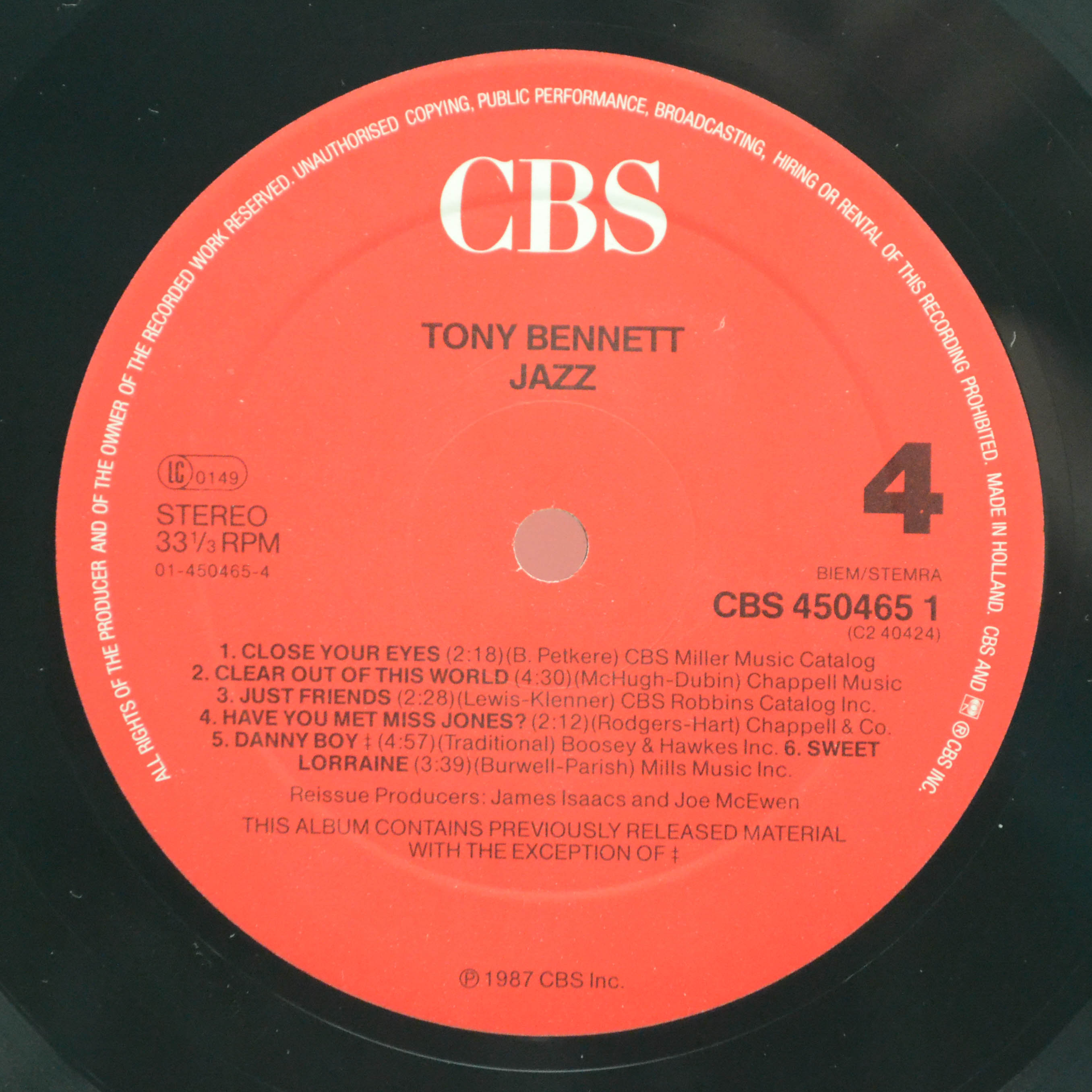 Tony Bennett — Jazz (2LP), 1987