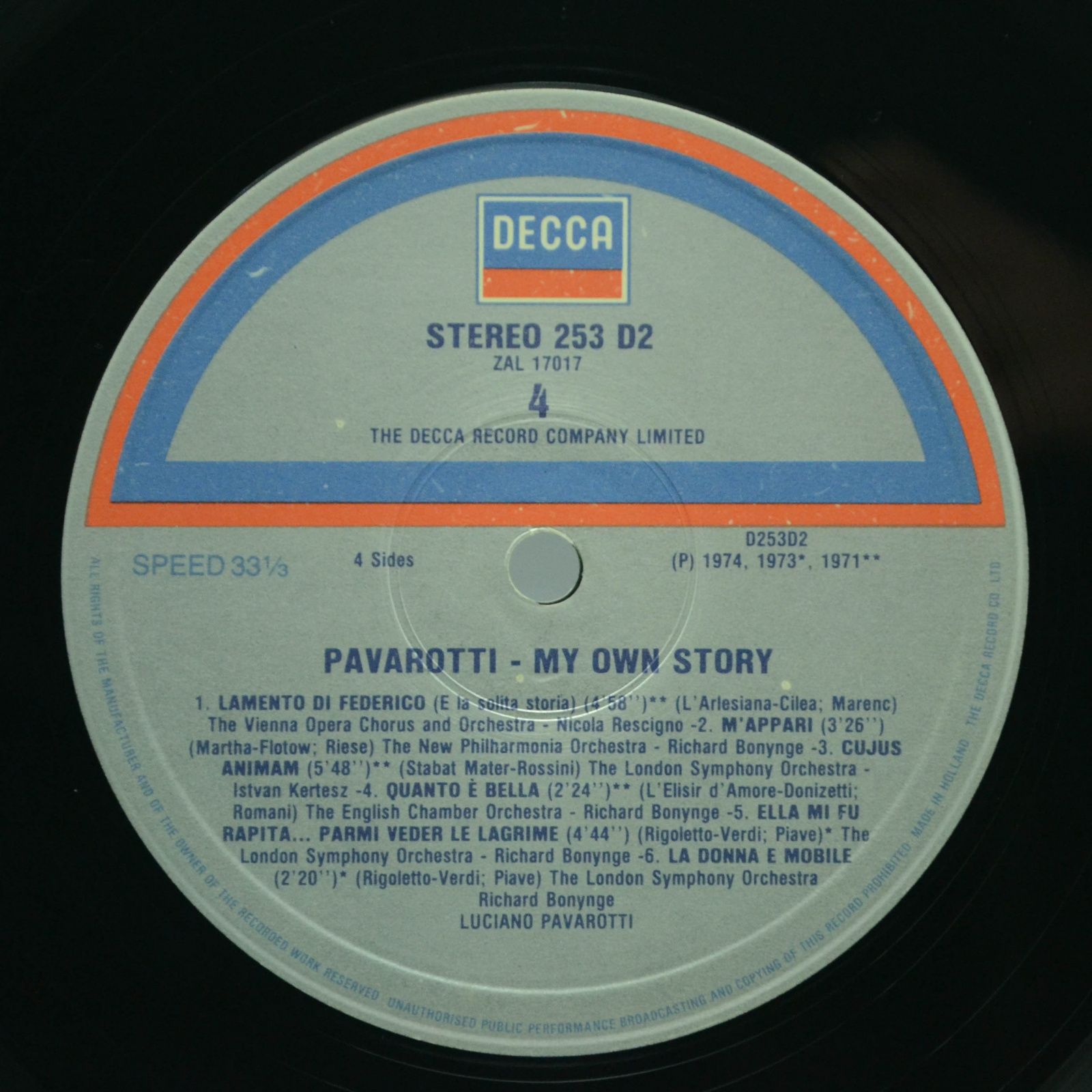Luciano Pavarotti — My Own Story (2LP, booklet), 1981