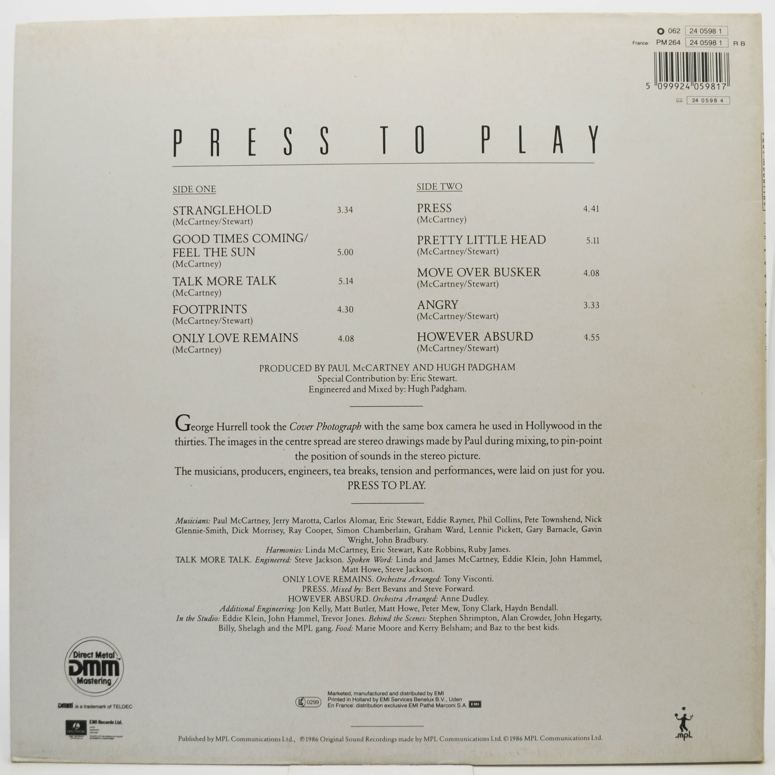 Paul McCartney — Press To Play, 1986