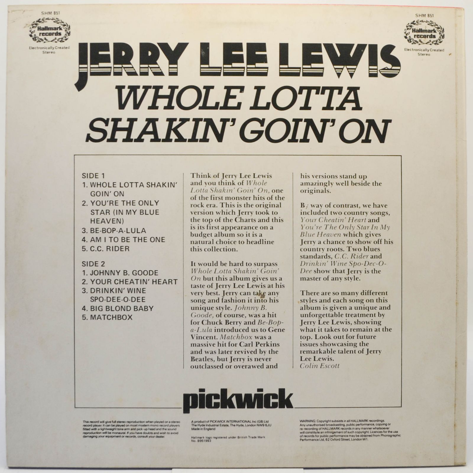 Jerry Lee Lewis — Whole Lotta Shakin' Goin' On (UK), 1973