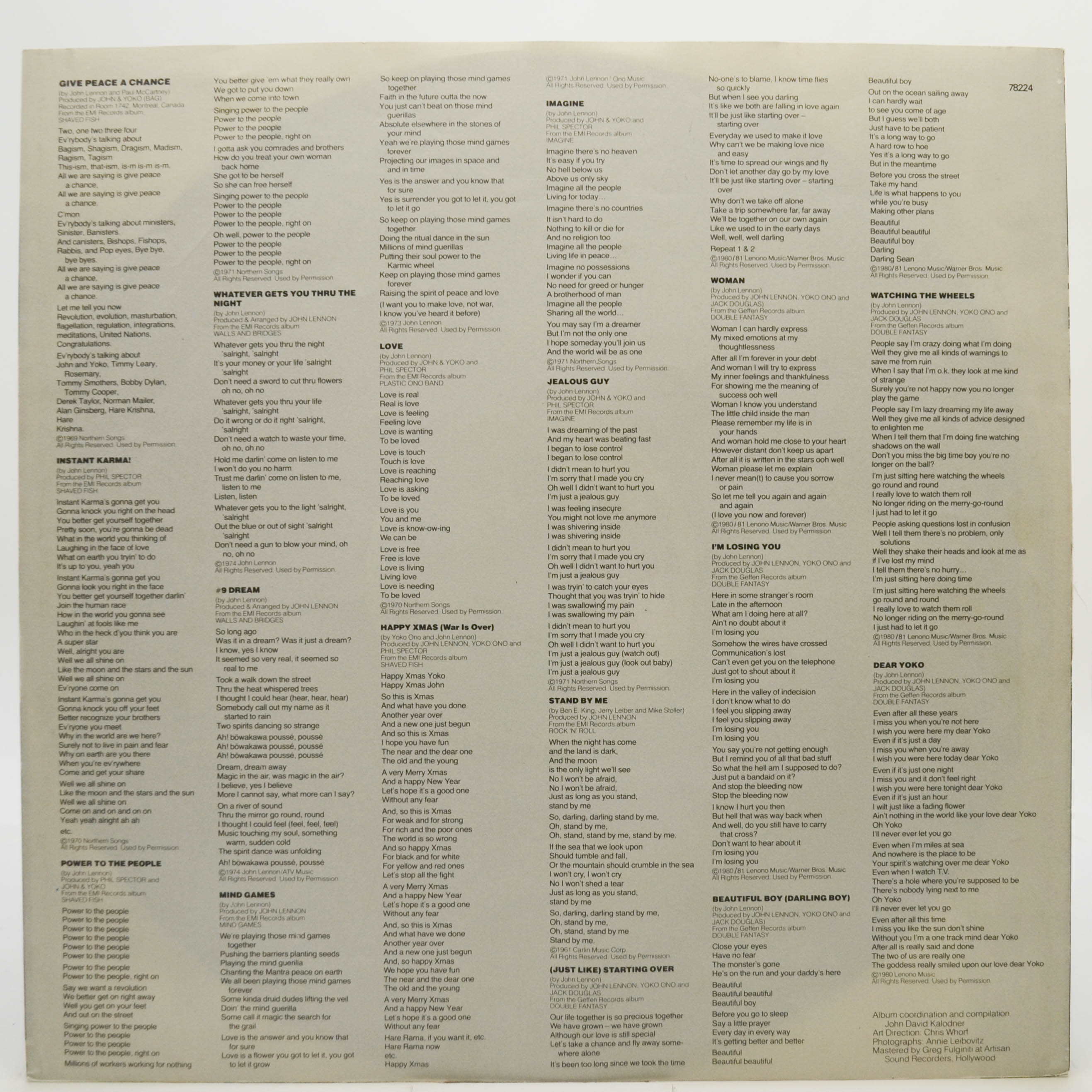 John Lennon — The John Lennon Collection, 1982