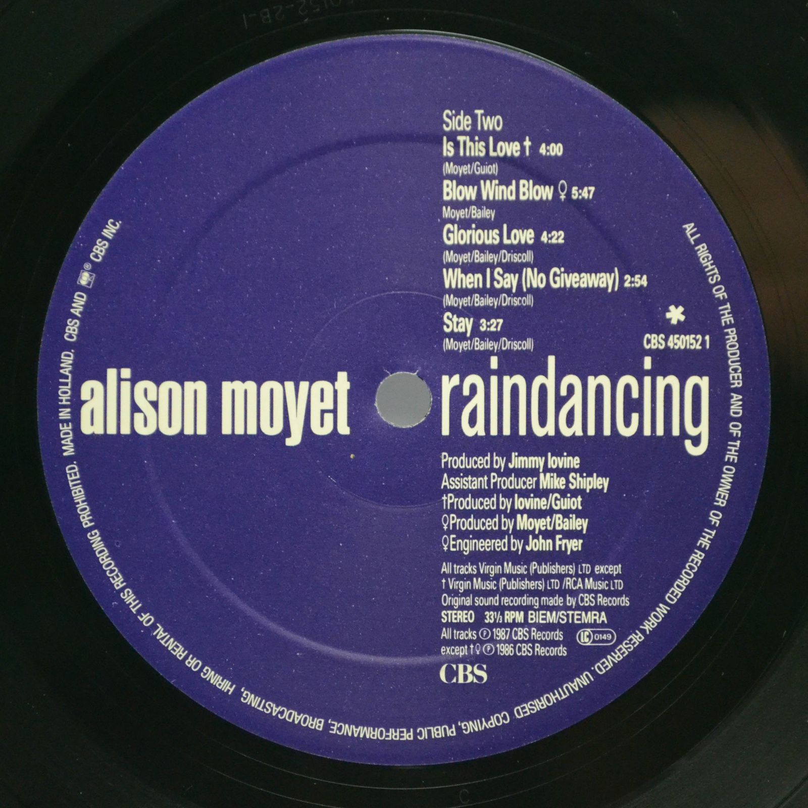Alison Moyet — Raindancing, 1987