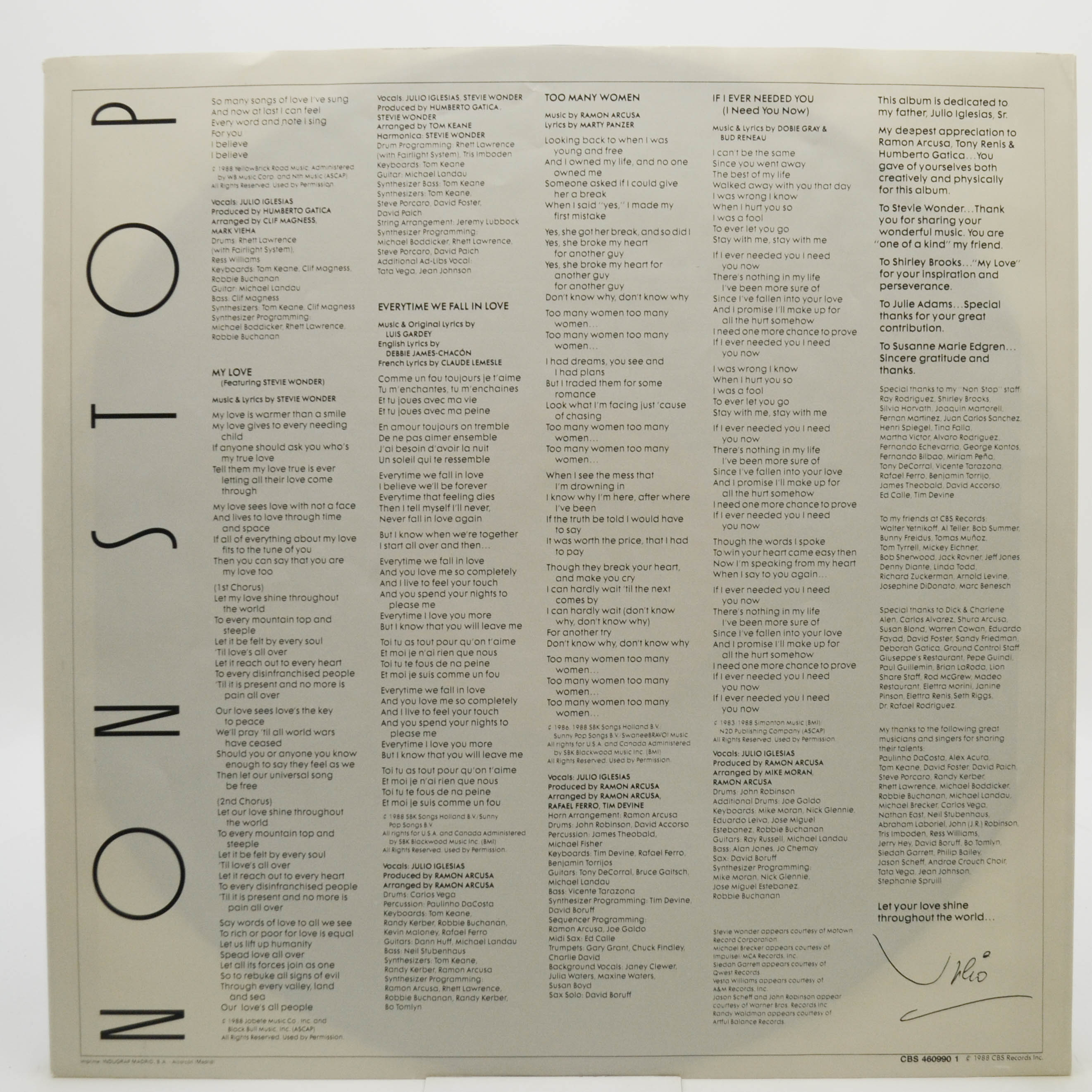 Julio Iglesias — Non Stop (1-st, Spain), 1988