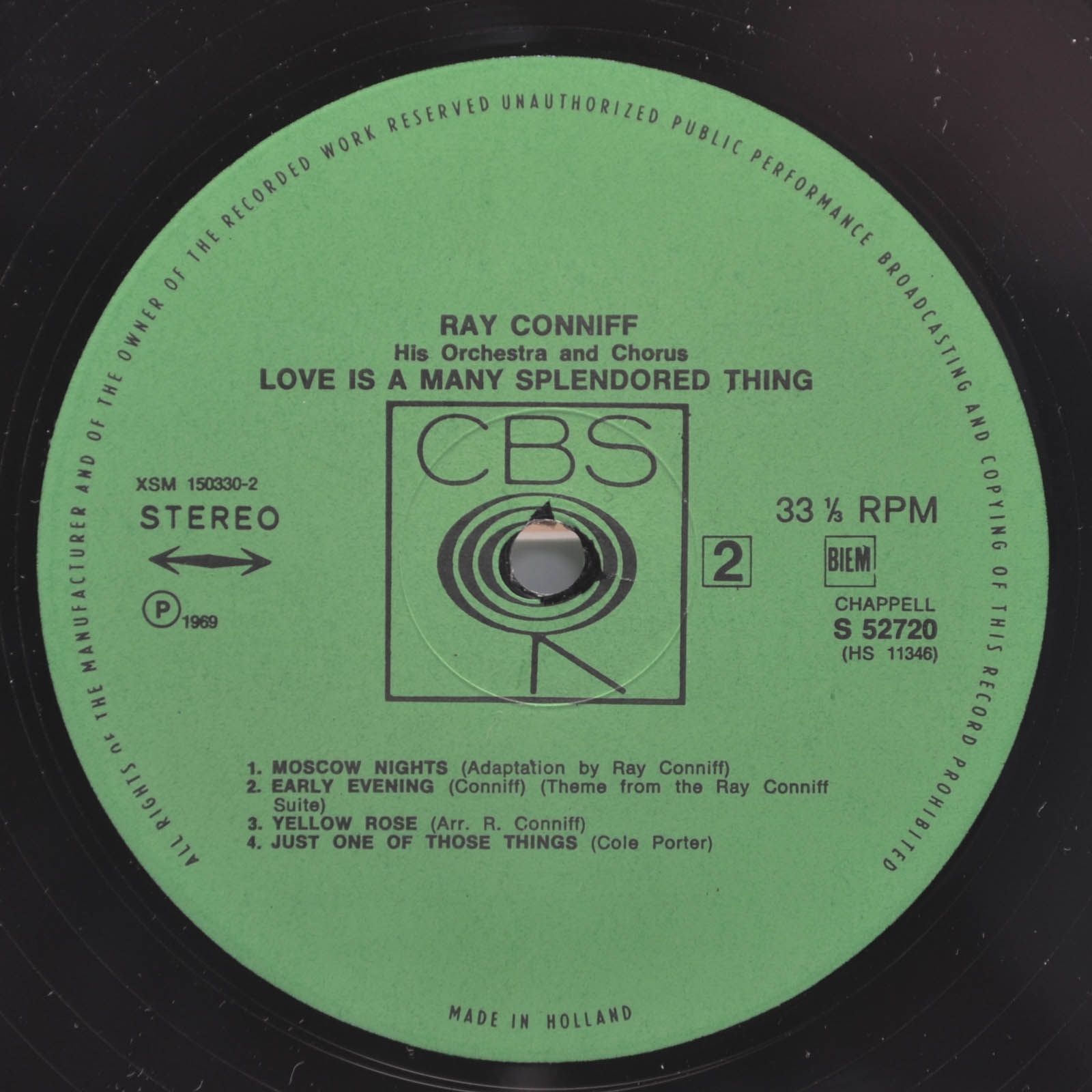 Ray Conniff His Orchestra And Chorus — Love Is A Many-Splendored Thing, 1969