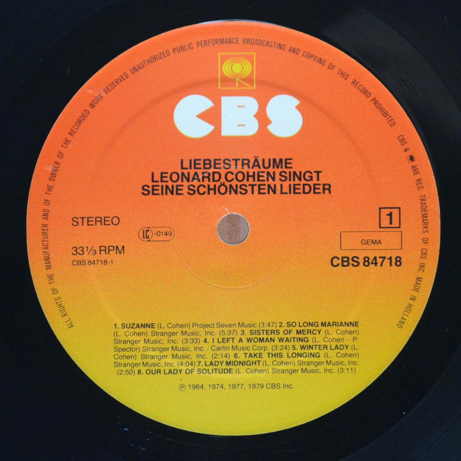 Leonard Cohen — Liebesträume (Leonard Cohen Singt Seine Schönsten Lieder), 1980