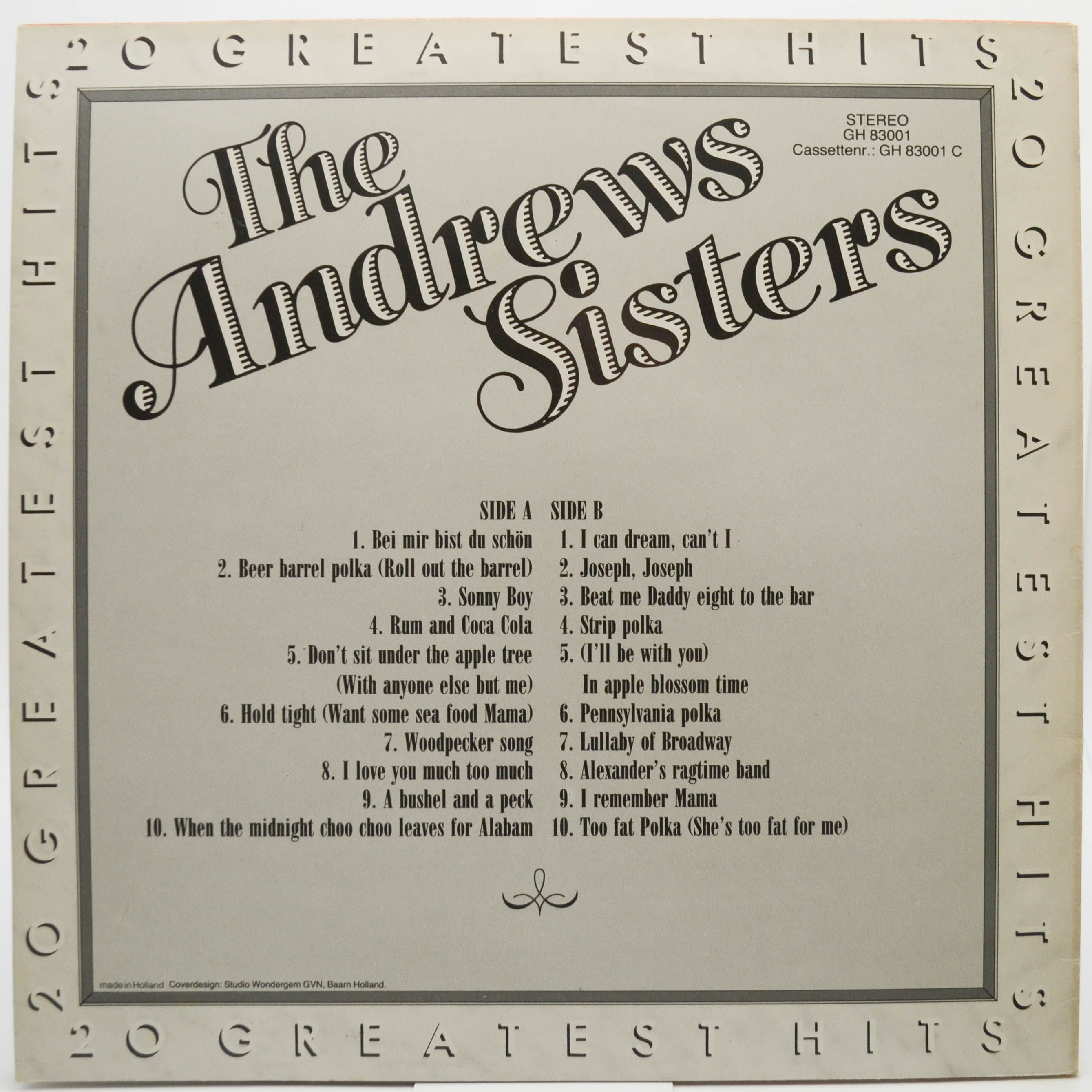 Andrews Sisters — 20 Greatest Hits, 1977