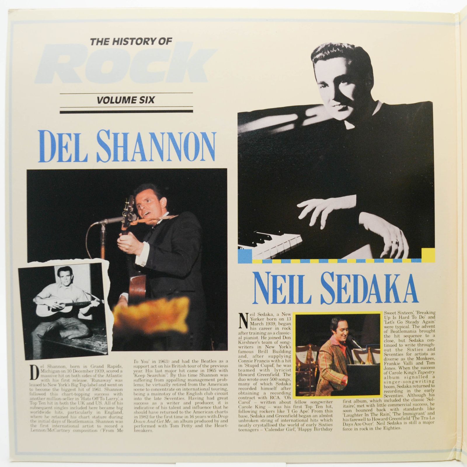 Del Shannon / Neil Sedaka / Paul Anka / Dion — The History Of Rock (Volume Six) (2LP, UK), 1982