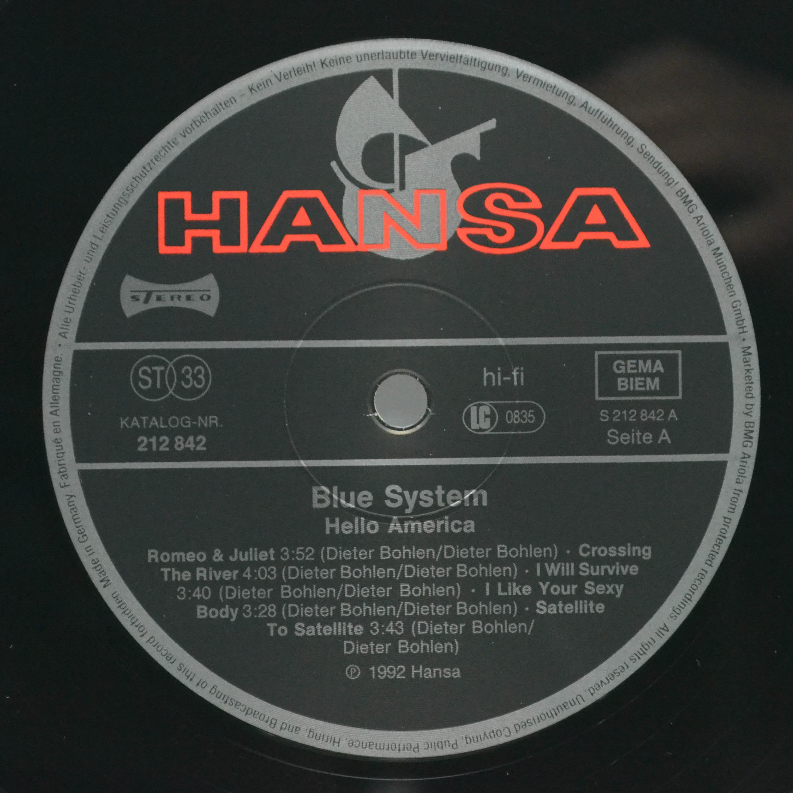 Blue System — Hello America, 1992