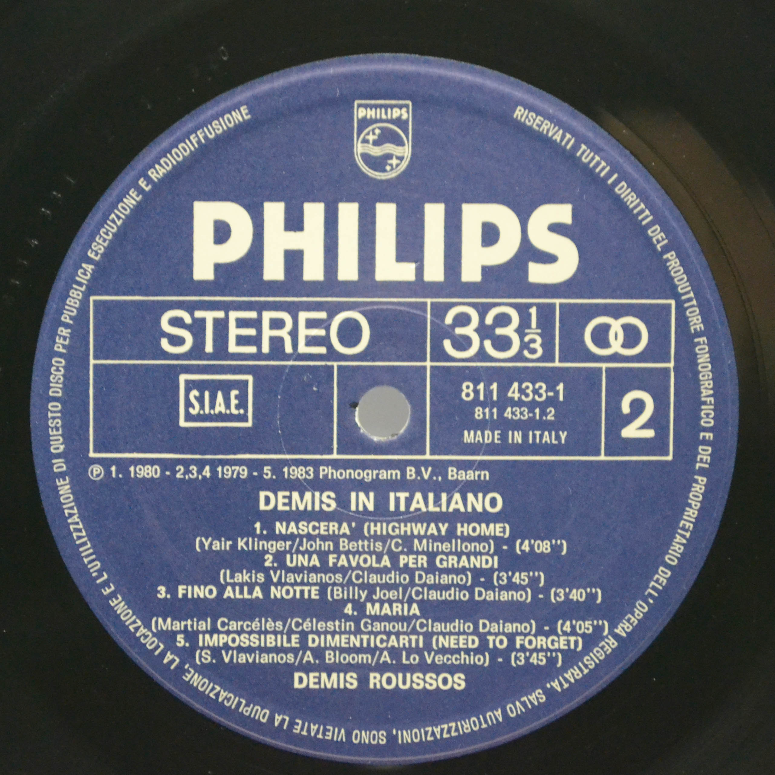 Demis Roussos — Demis In Italiano, 1983