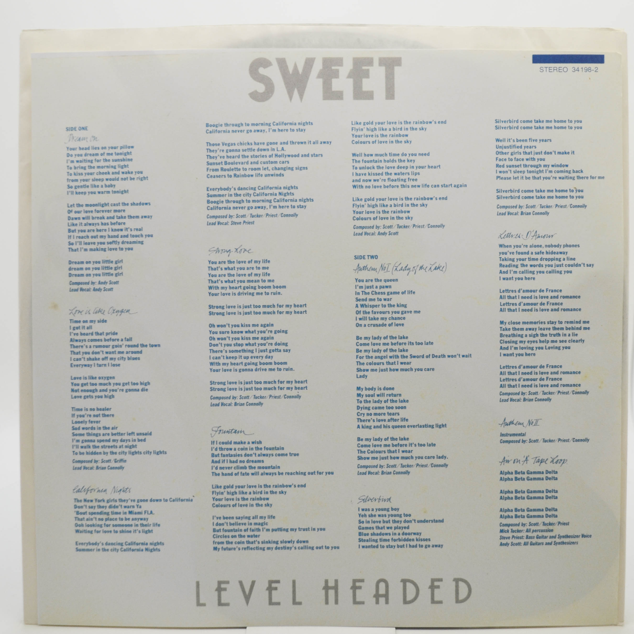 Sweet — Level Headed, 1978