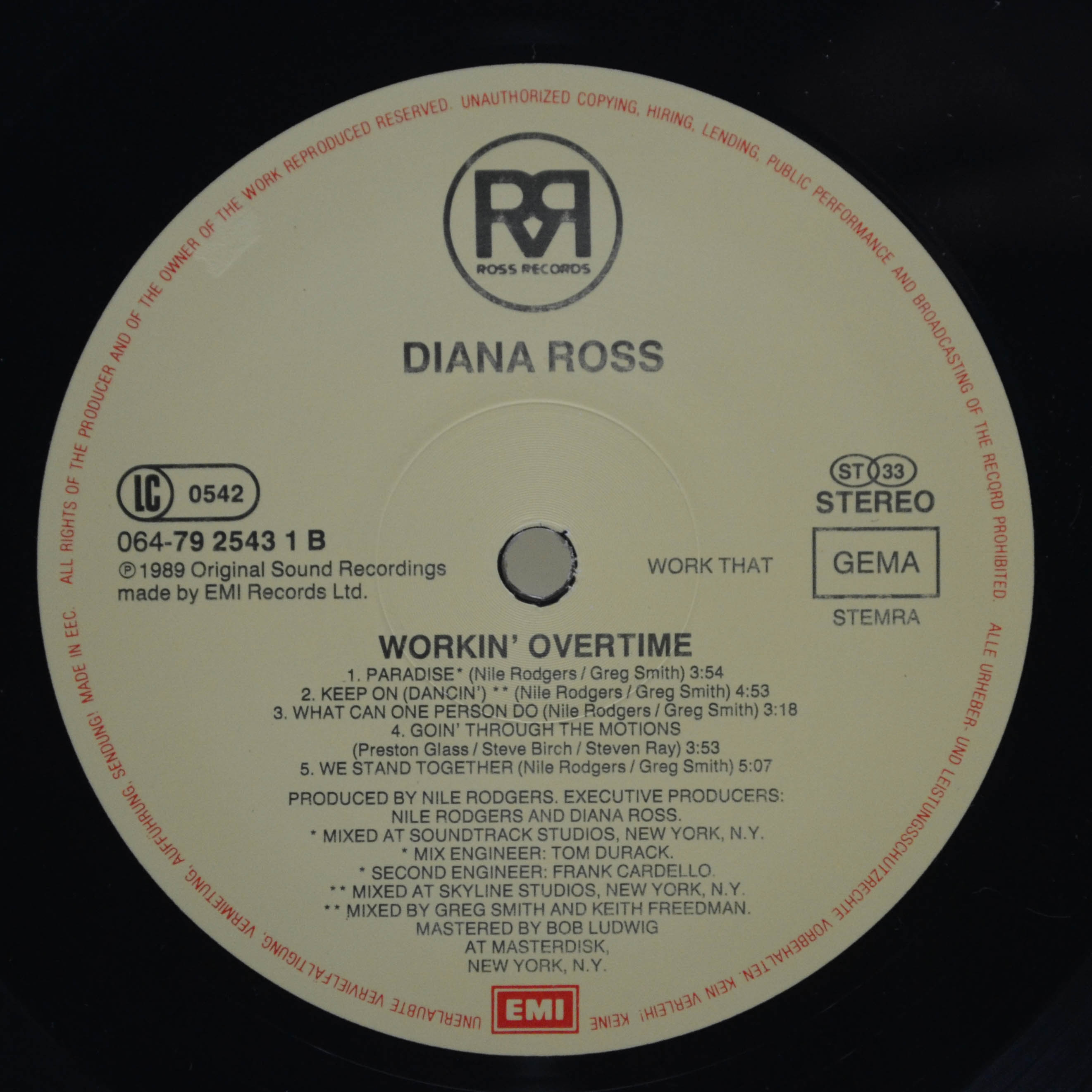 Diana — Workin' Overtime, 1989