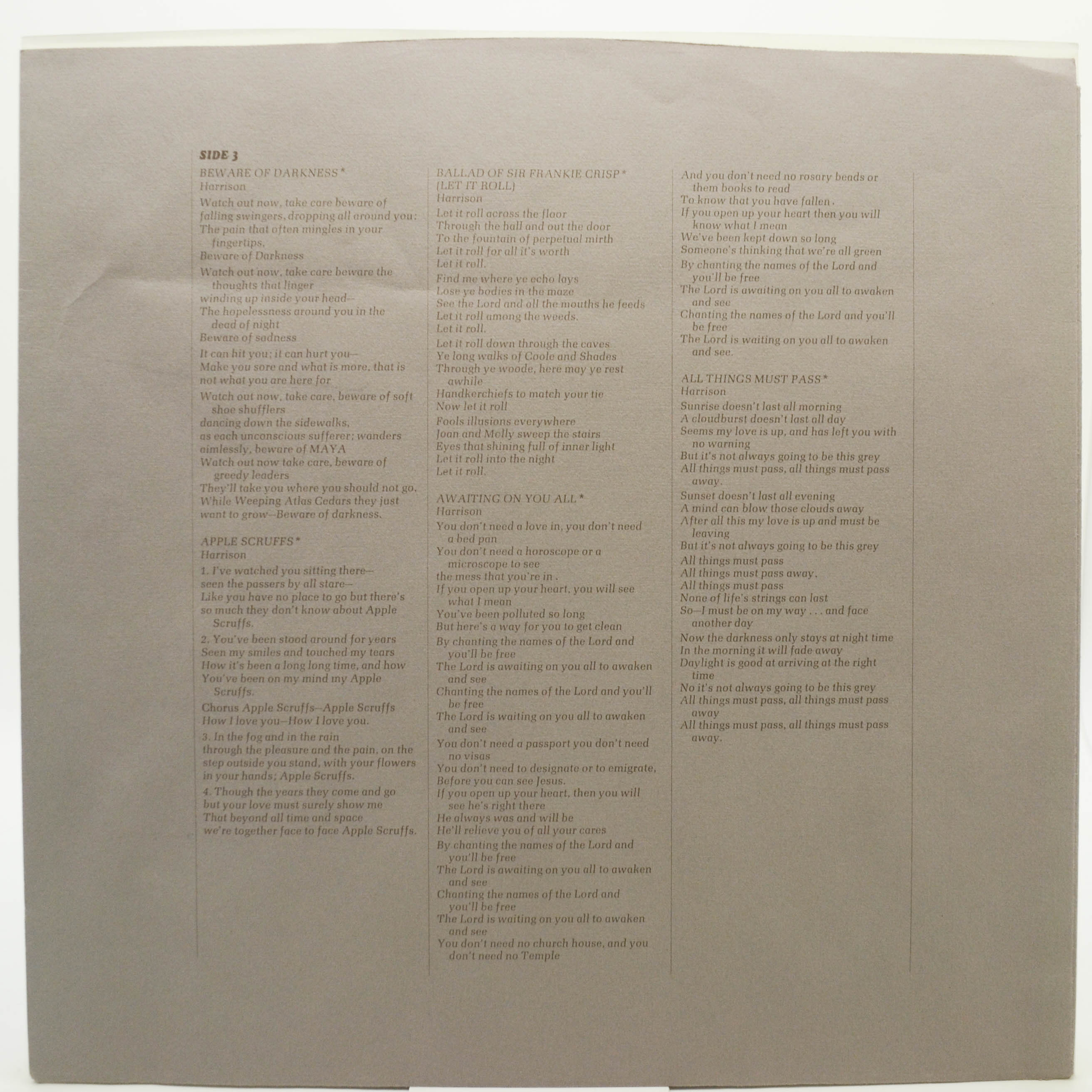 George Harrison — All Things Must Pass (USA+Poster), 1970