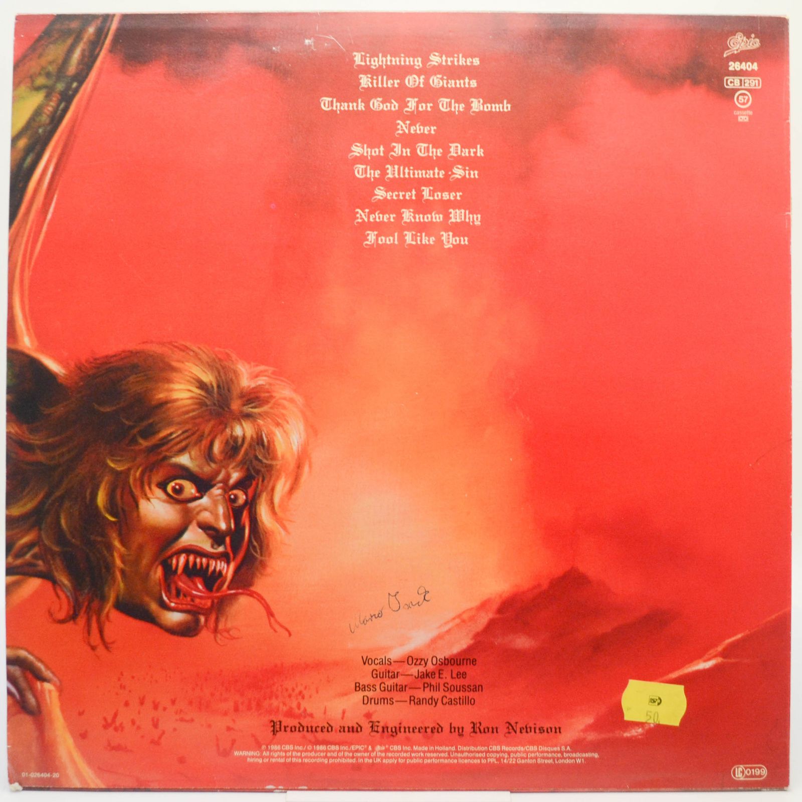 Ozzy Osbourne — The Ultimate Sin, 1986