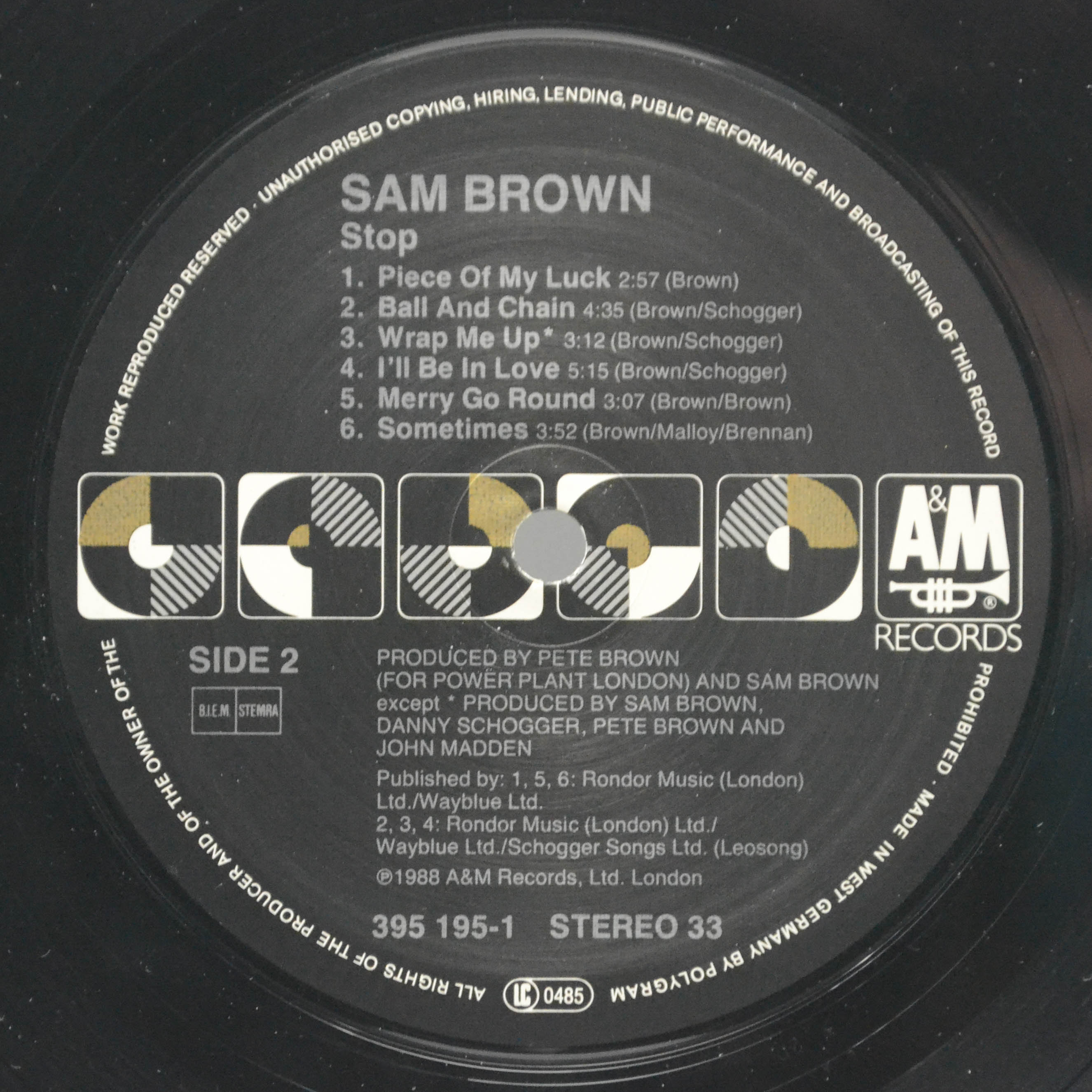 Sam Brown — Stop!, 1988