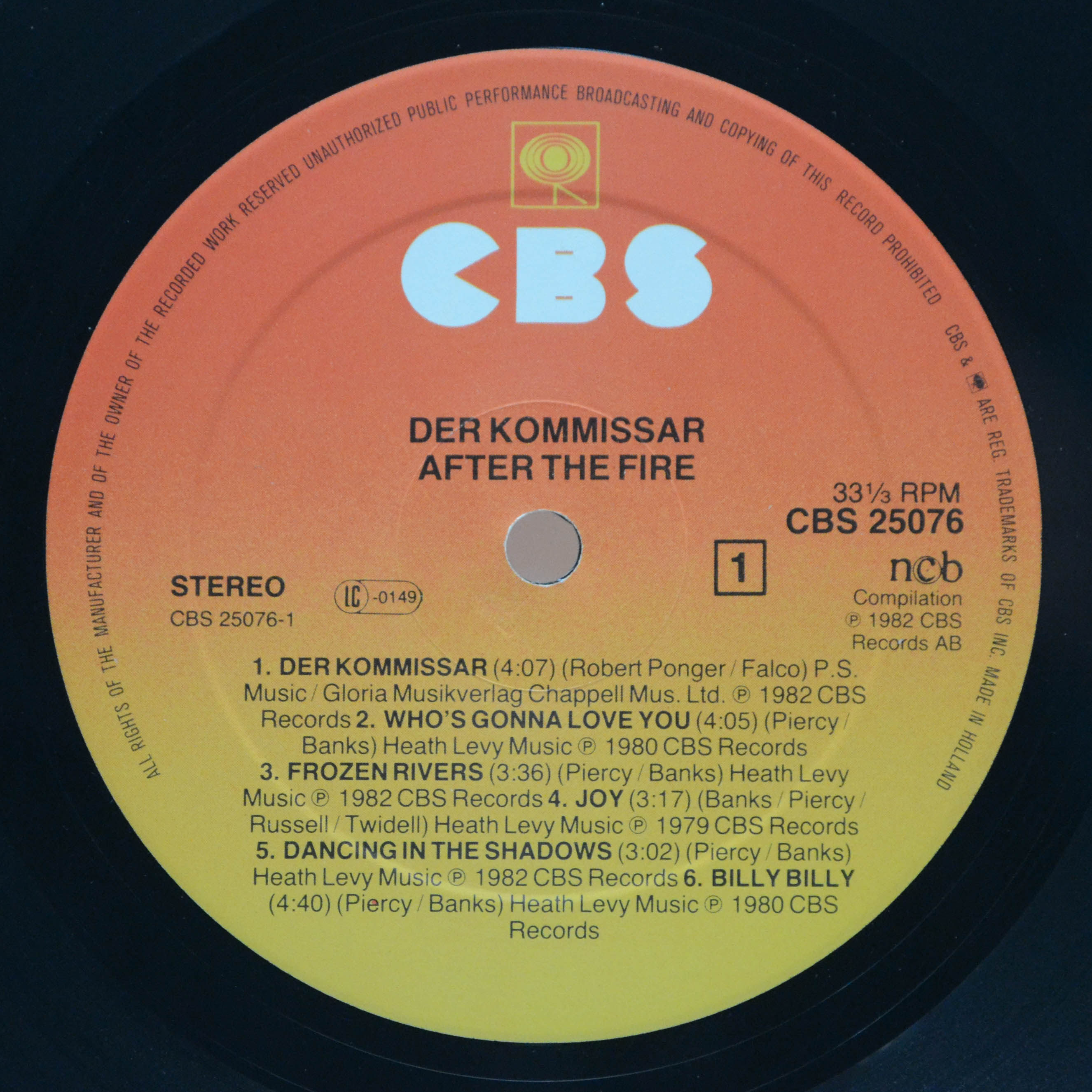 Виниловая пластинка After The Fire — Der Kommissar, 1982