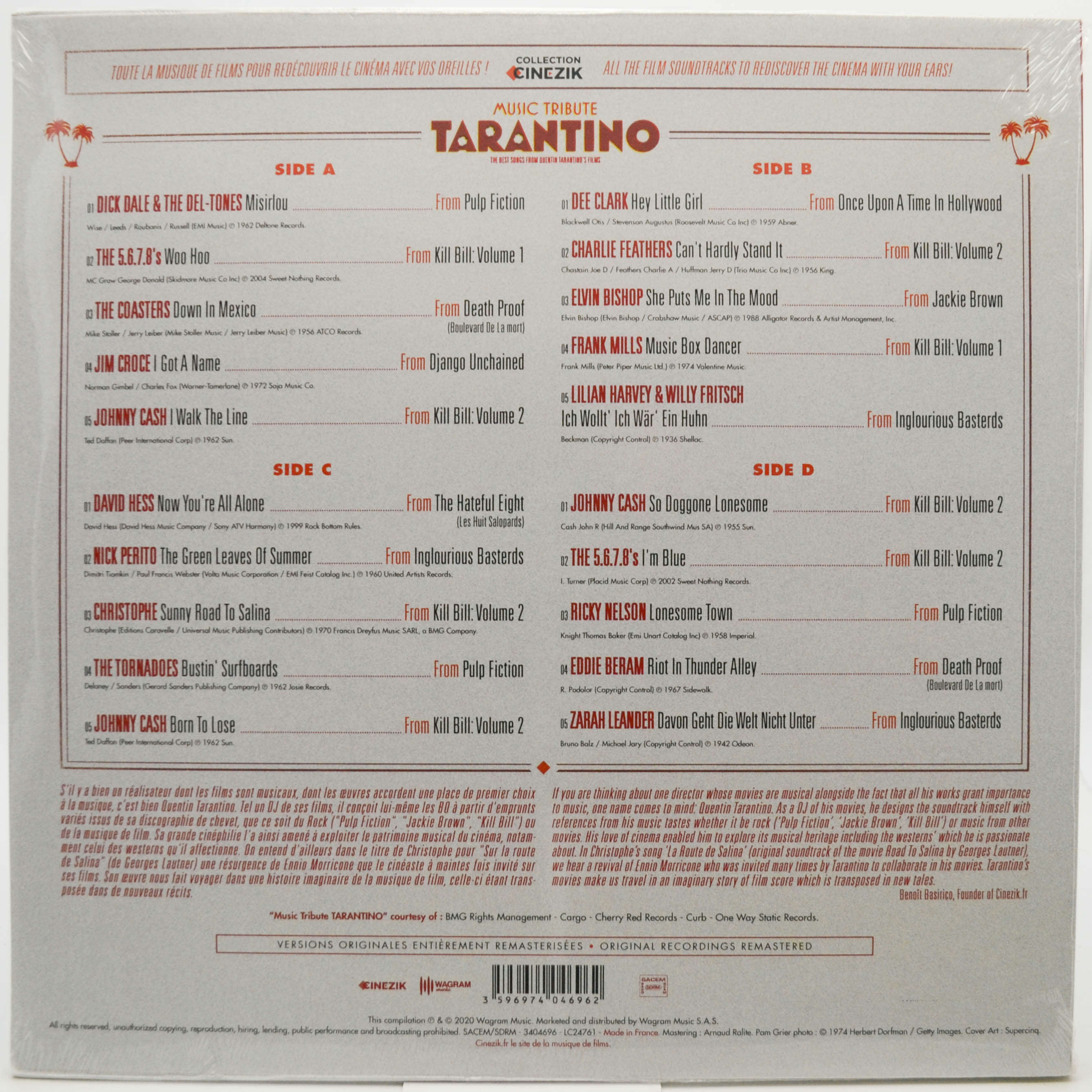 Various — Music Tribute Tarantino - The Very Best Songs From Quentin Tarantino's Films (2LP), 2020