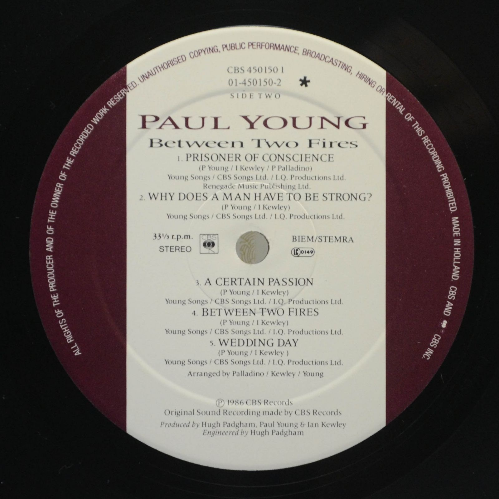 Paul Young — Between Two Fires, 1986