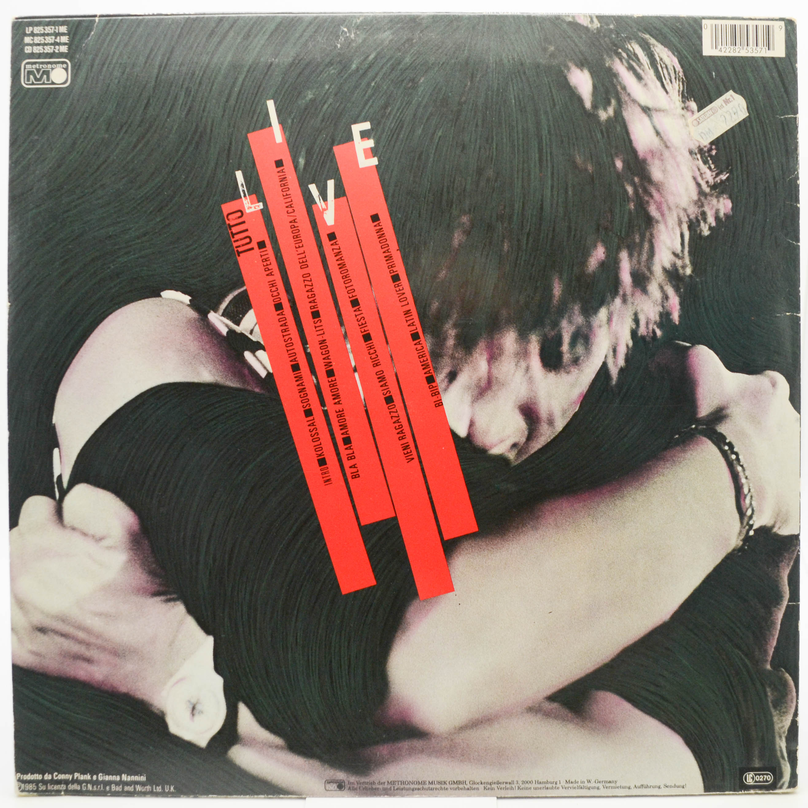 Gianna Nannini & The Primadonnas — Tutto Live (2LP), 1985