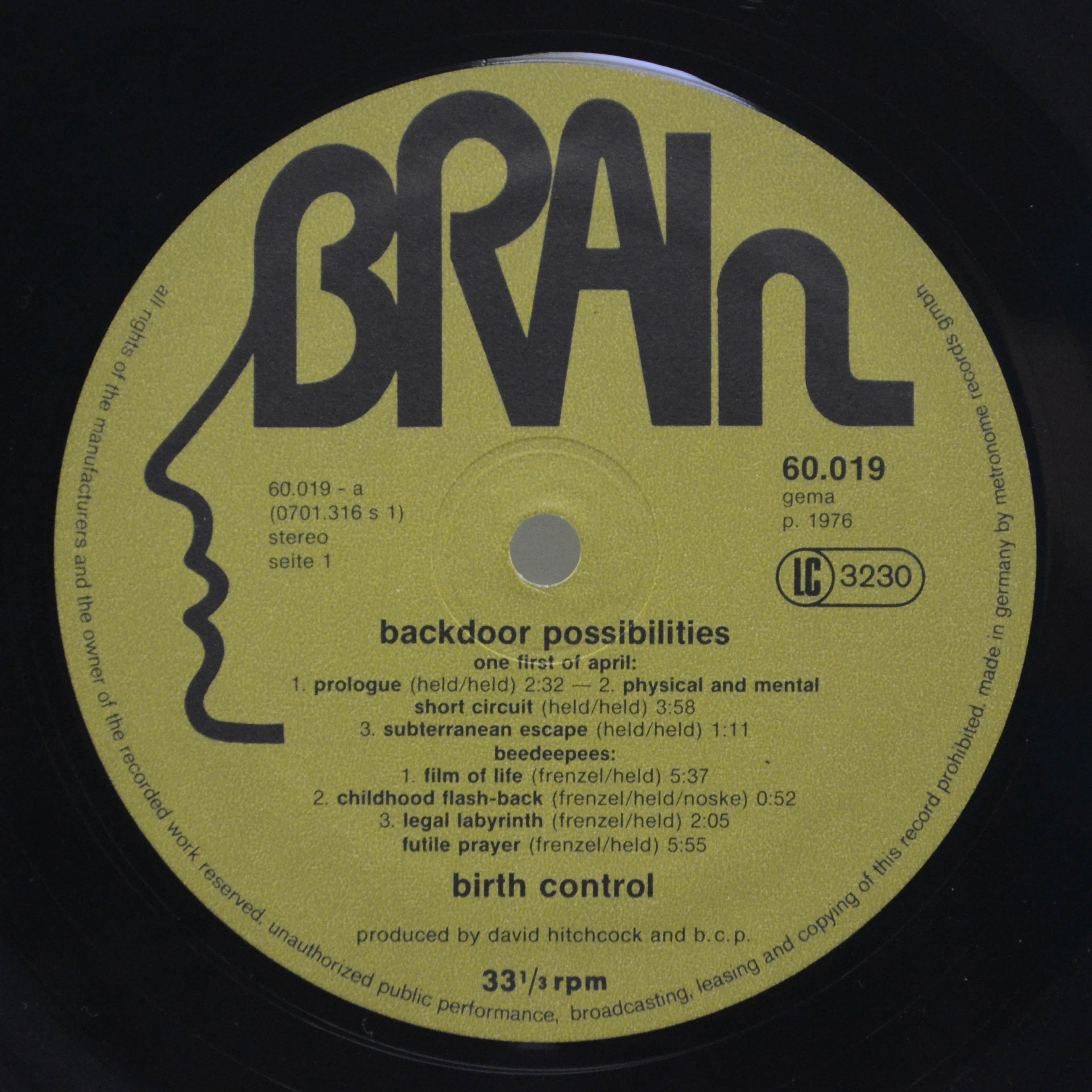Виниловая пластинка Birth Control — Backdoor Possibilities, 1976