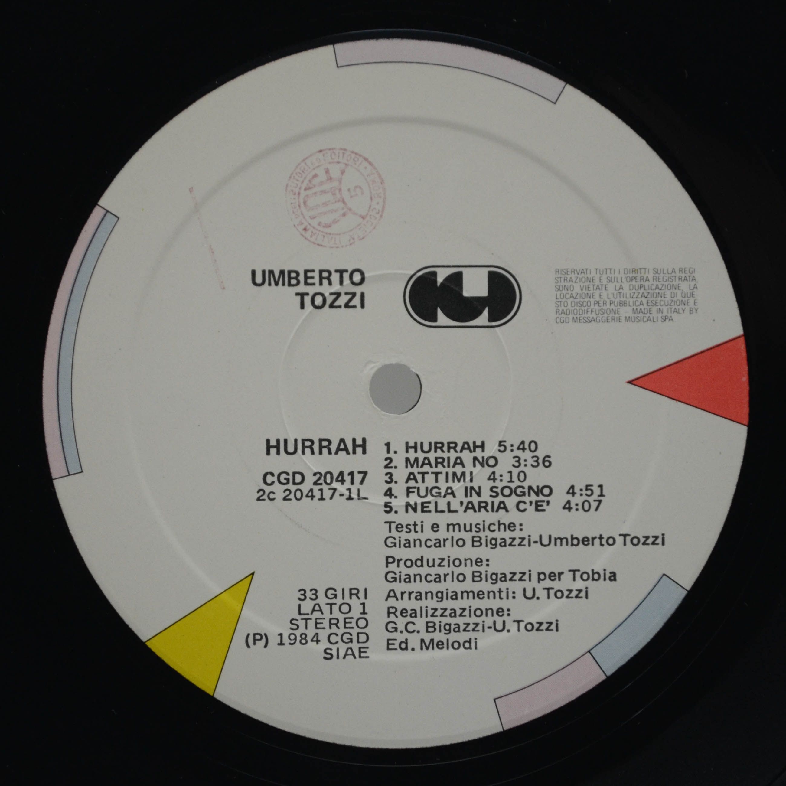 Umberto Tozzi — Hurrah! (1-st, Italy), 1984