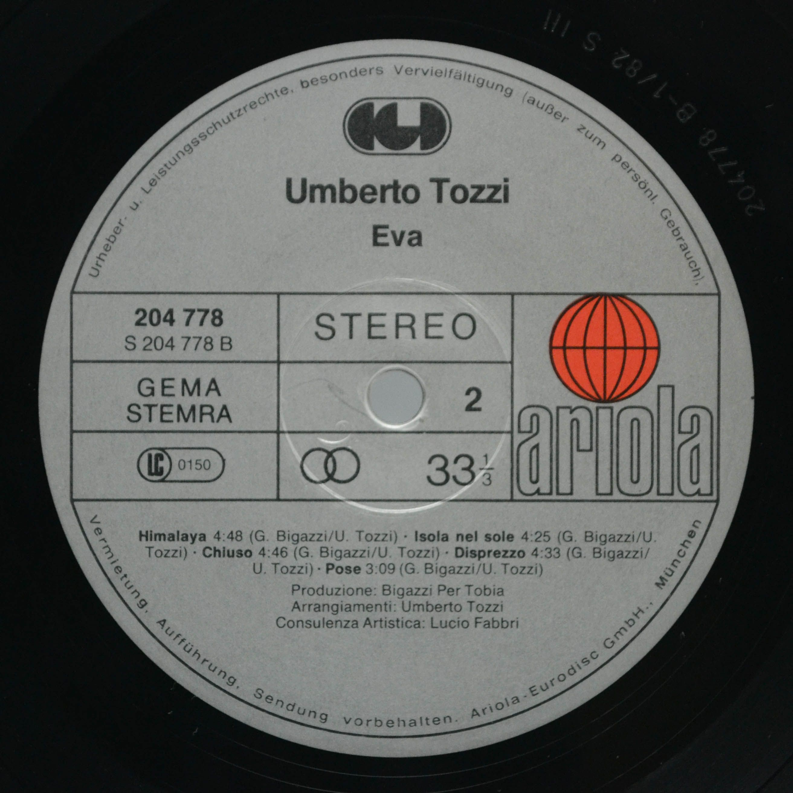 Umberto Tozzi — Eva, 1982