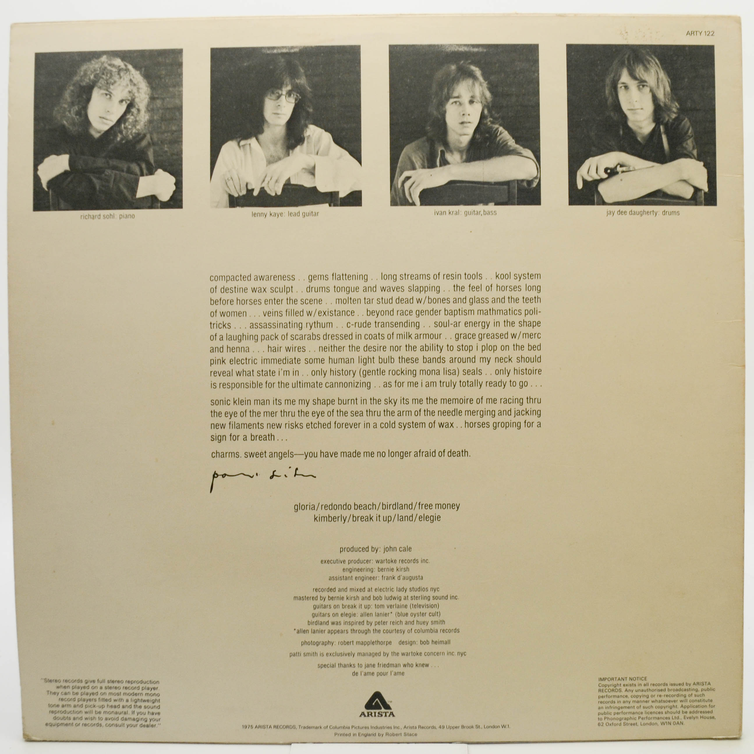 Patti Smith — Horses (UK), 1975