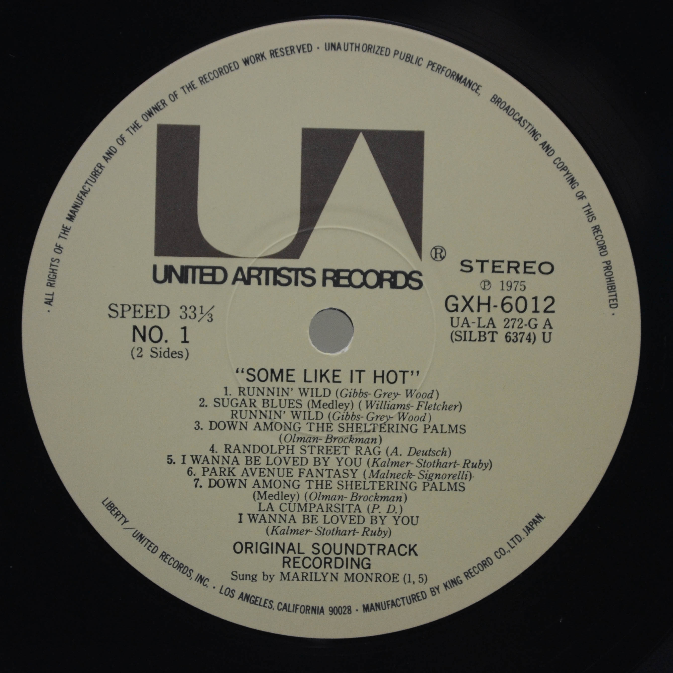 Various — Some Like It Hot (Original Music From The Motion Picture Sound Track), 1959