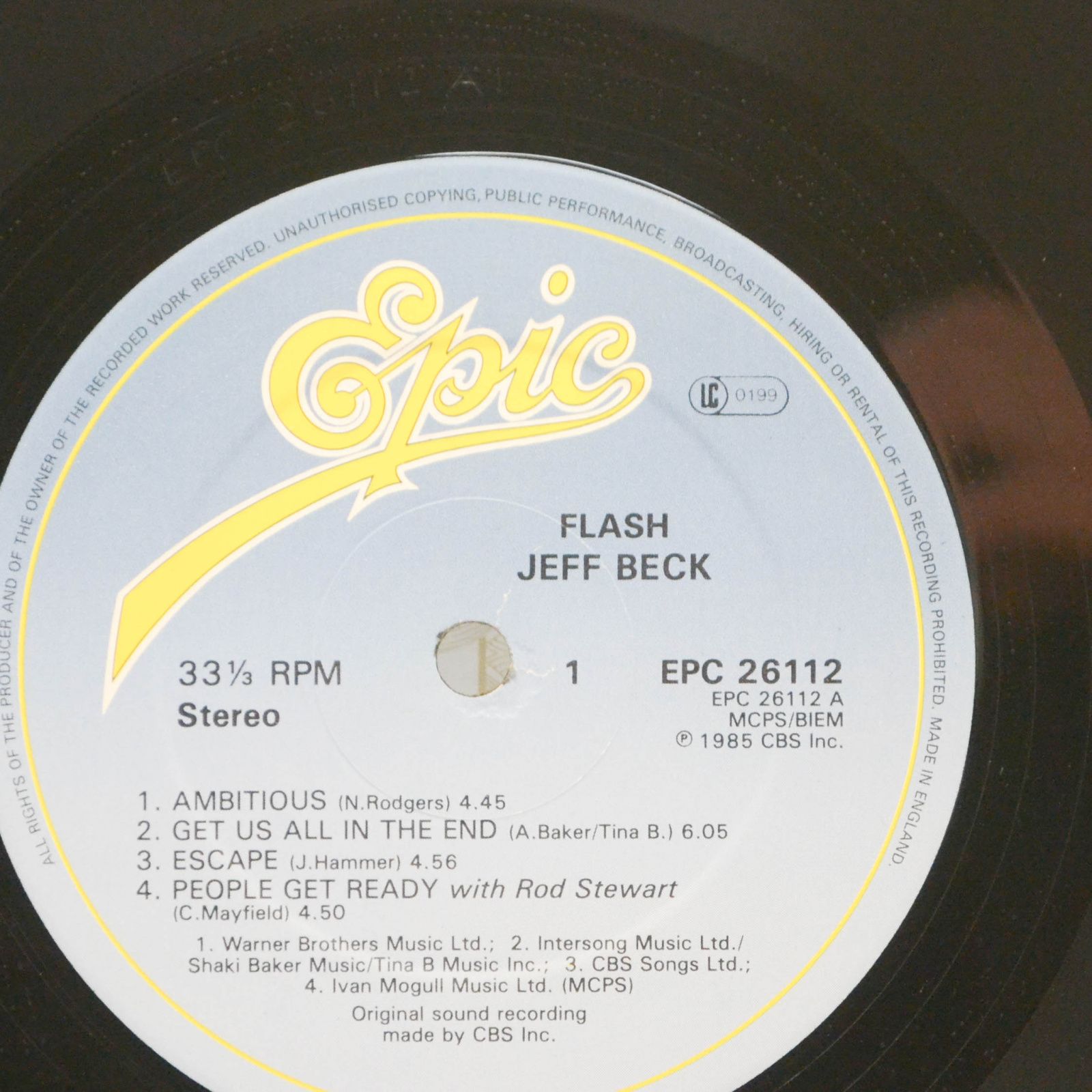 Jeff Beck — Flash (1-st, UK), 1985