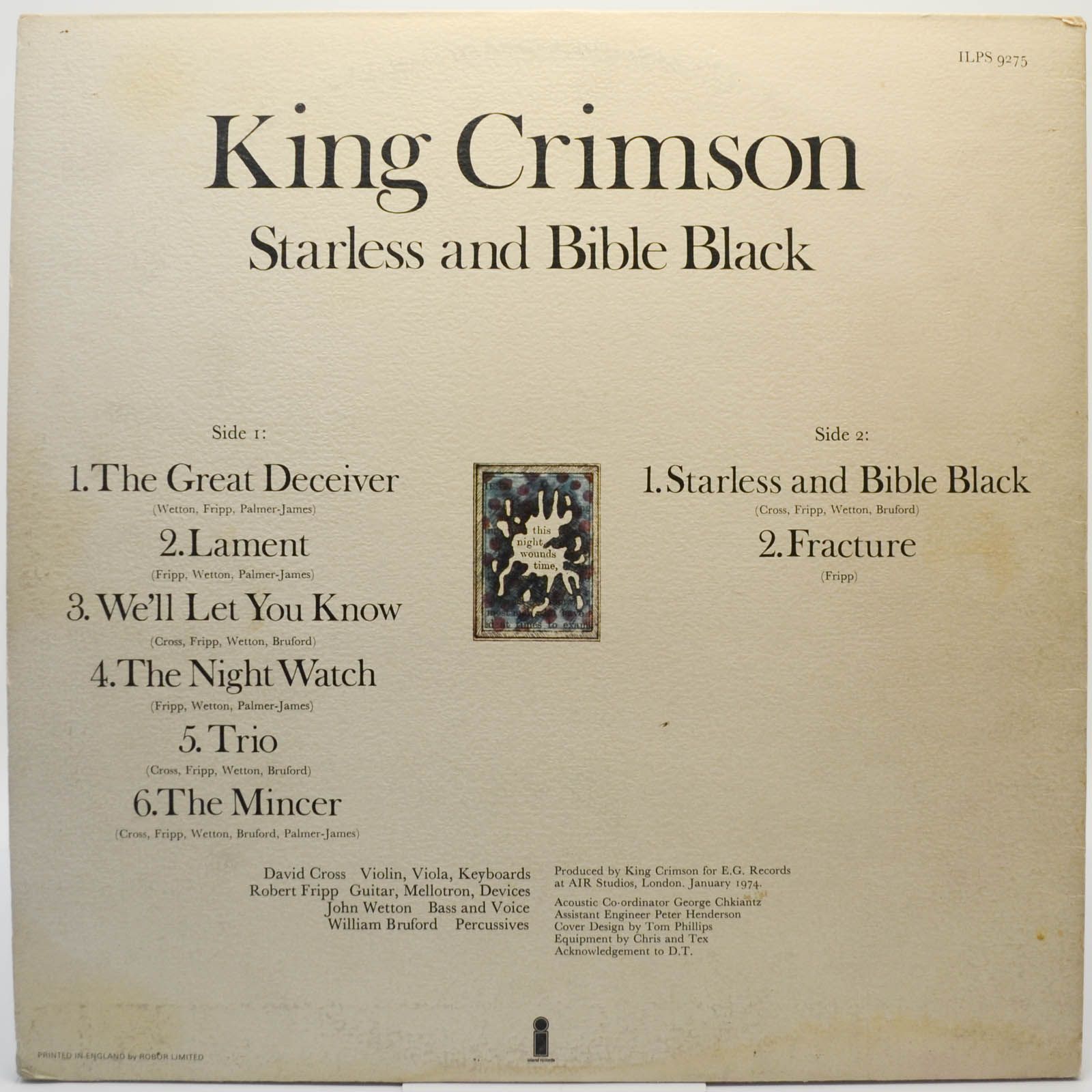 King Crimson — Starless And Bible Black (1-st, UK), 1974