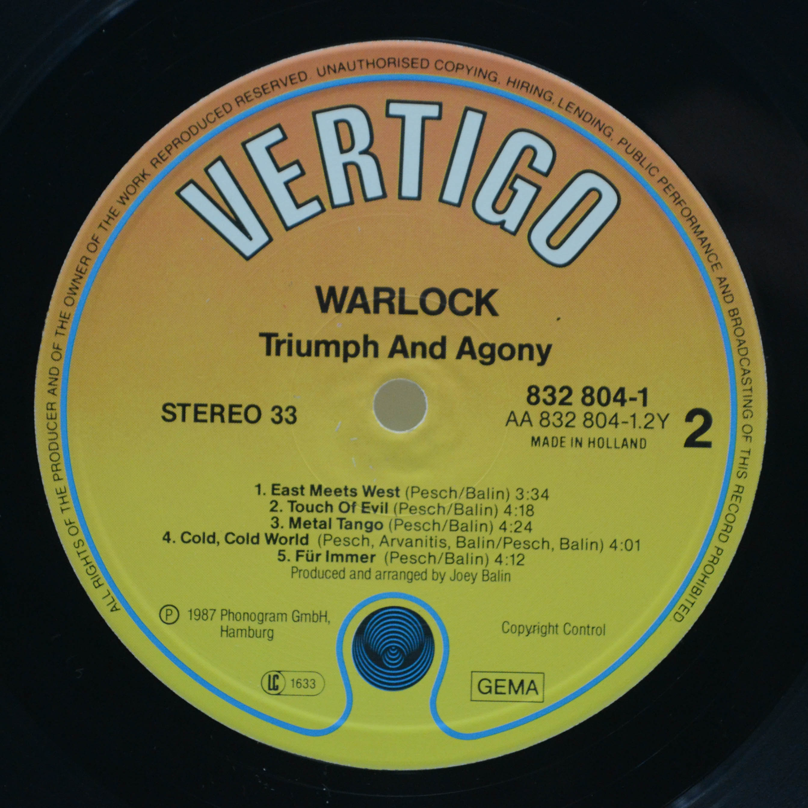 Warlock — Triumph And Agony, 1987