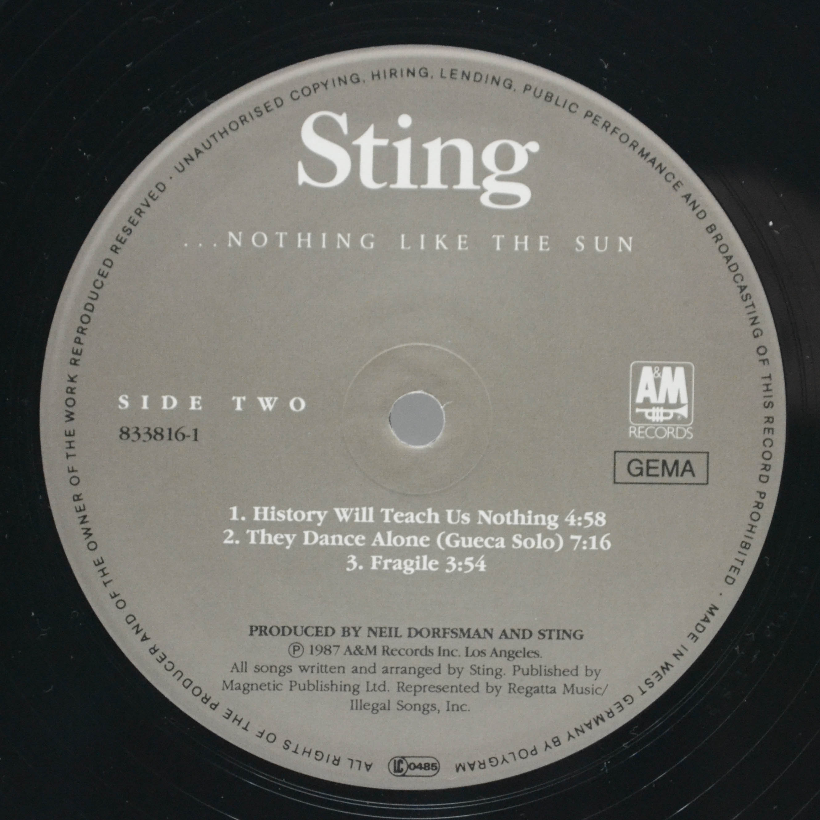 Sting — ...Nothing Like The Sun (2LP), 1987