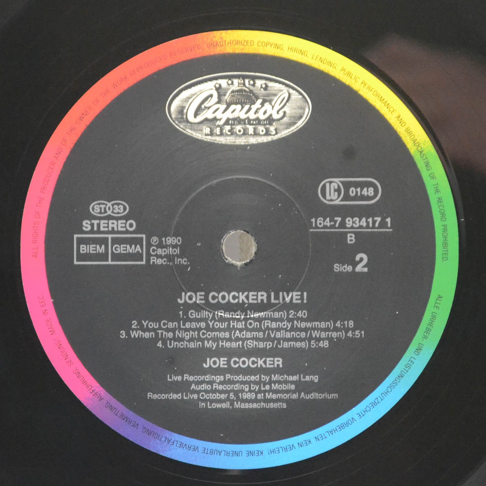 Joe Cocker — Joe Cocker Live (2LP), 1990