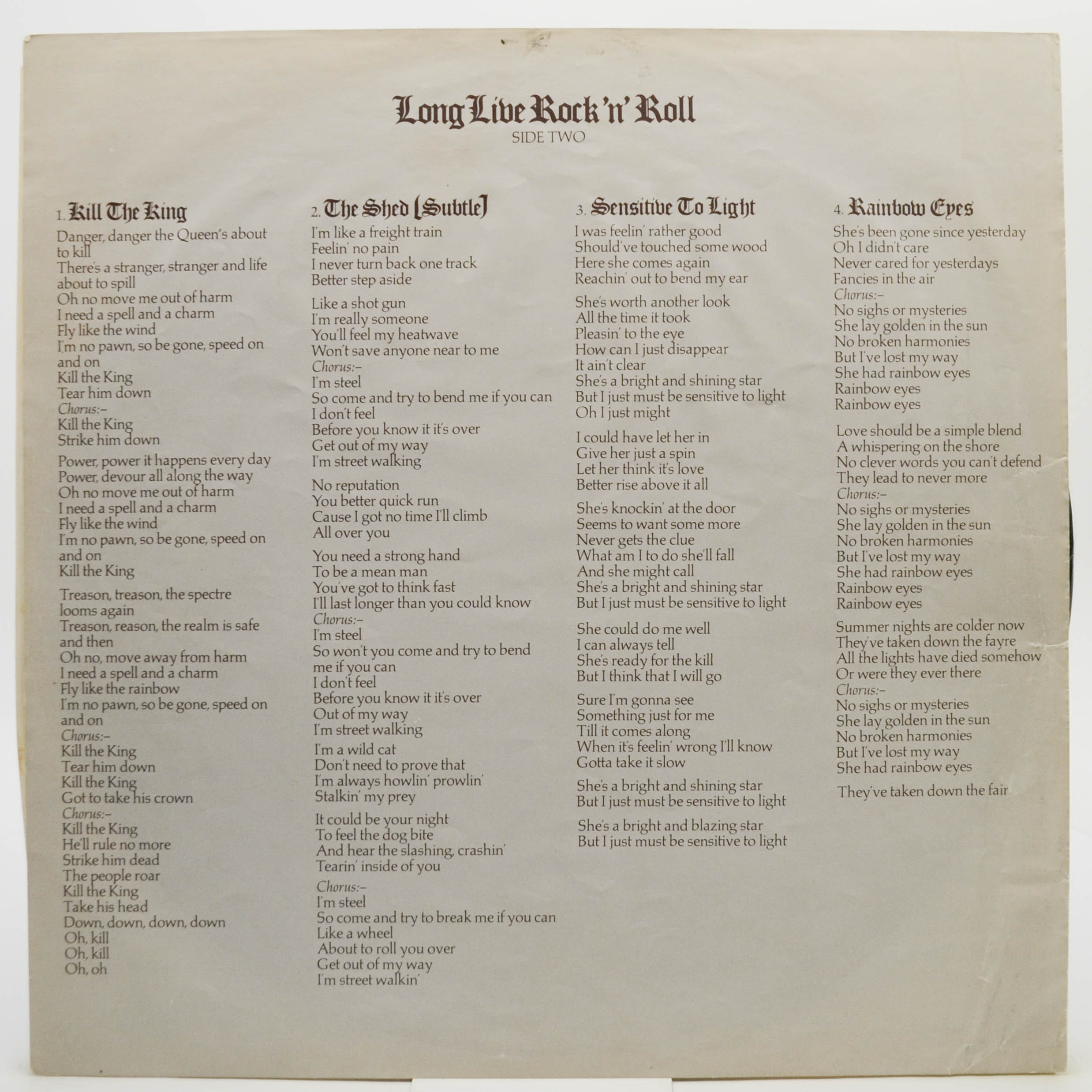 Виниловая пластинка Rainbow — Long Live Rock 'N' Roll, 1978
