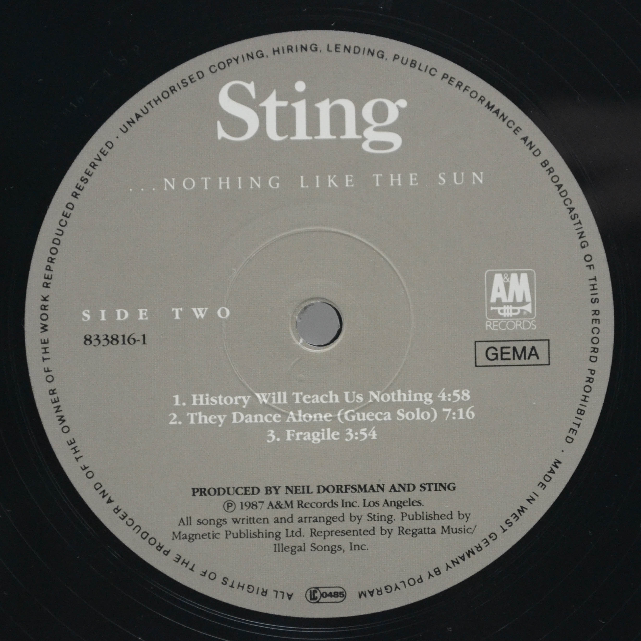 Sting — ...Nothing Like The Sun (2LP), 1987
